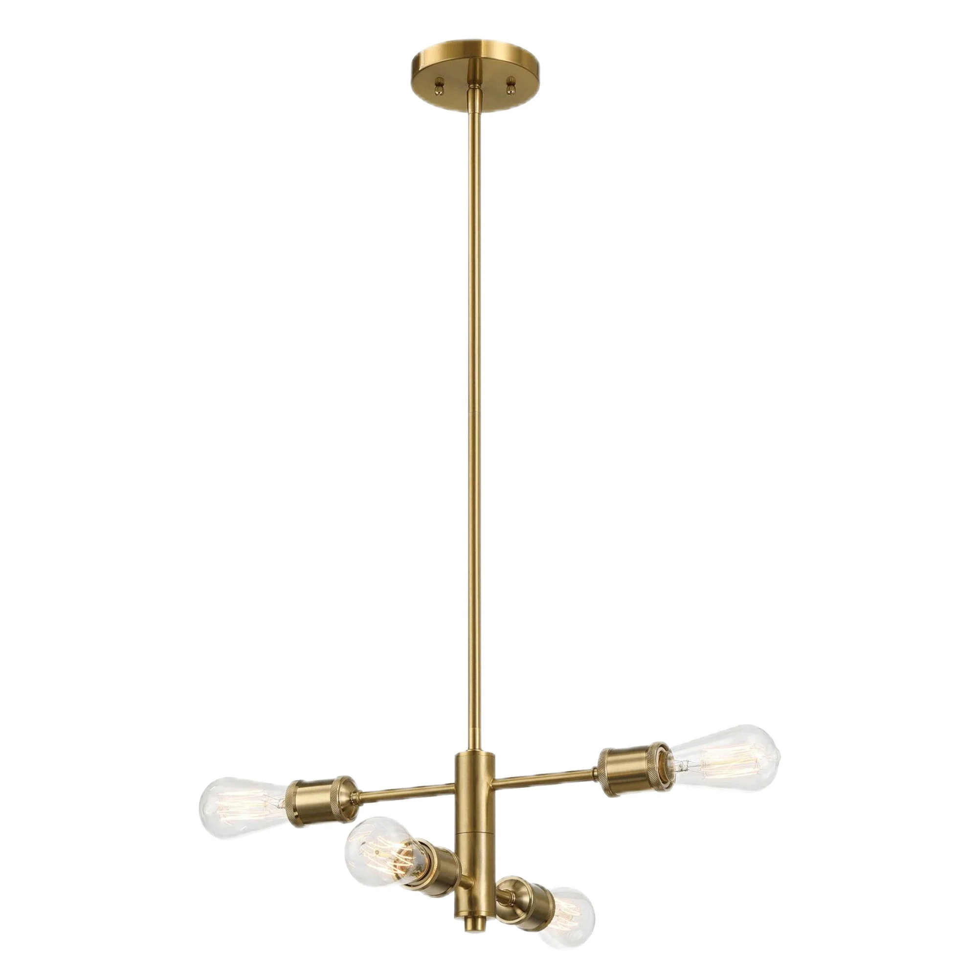 Trellis - 4 Lights Modern Gold Chandelier Vintage Pendant Fixture For Living Room - Clear / Gold - Image 8