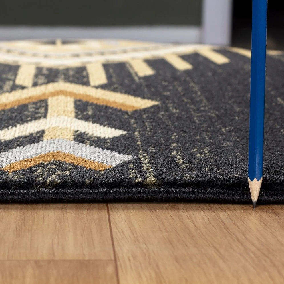 Tribes - 2'7" X 7'3" Southwest Area Rug Polypropylene - Black - Image 3