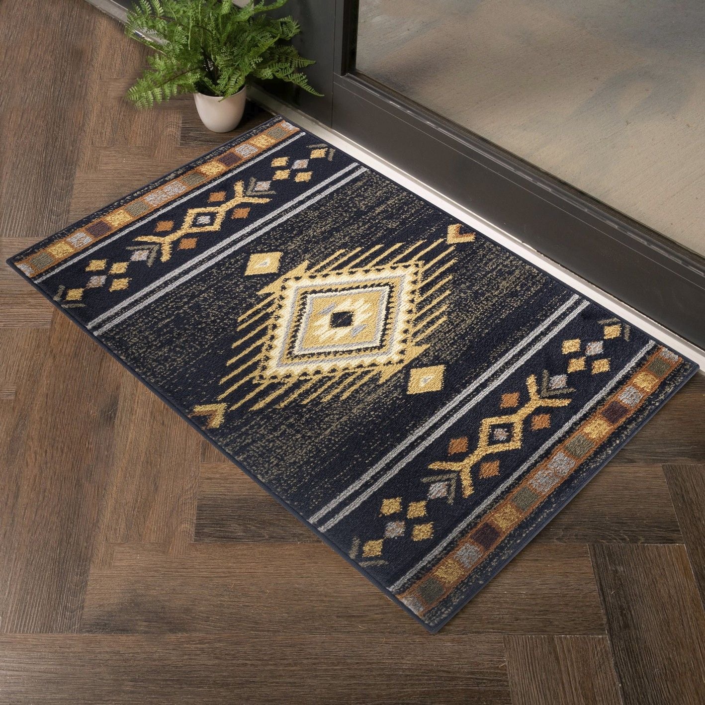 Tribes - 2'7" X 7'3" Southwest Area Rug Polypropylene - Black - Image 6