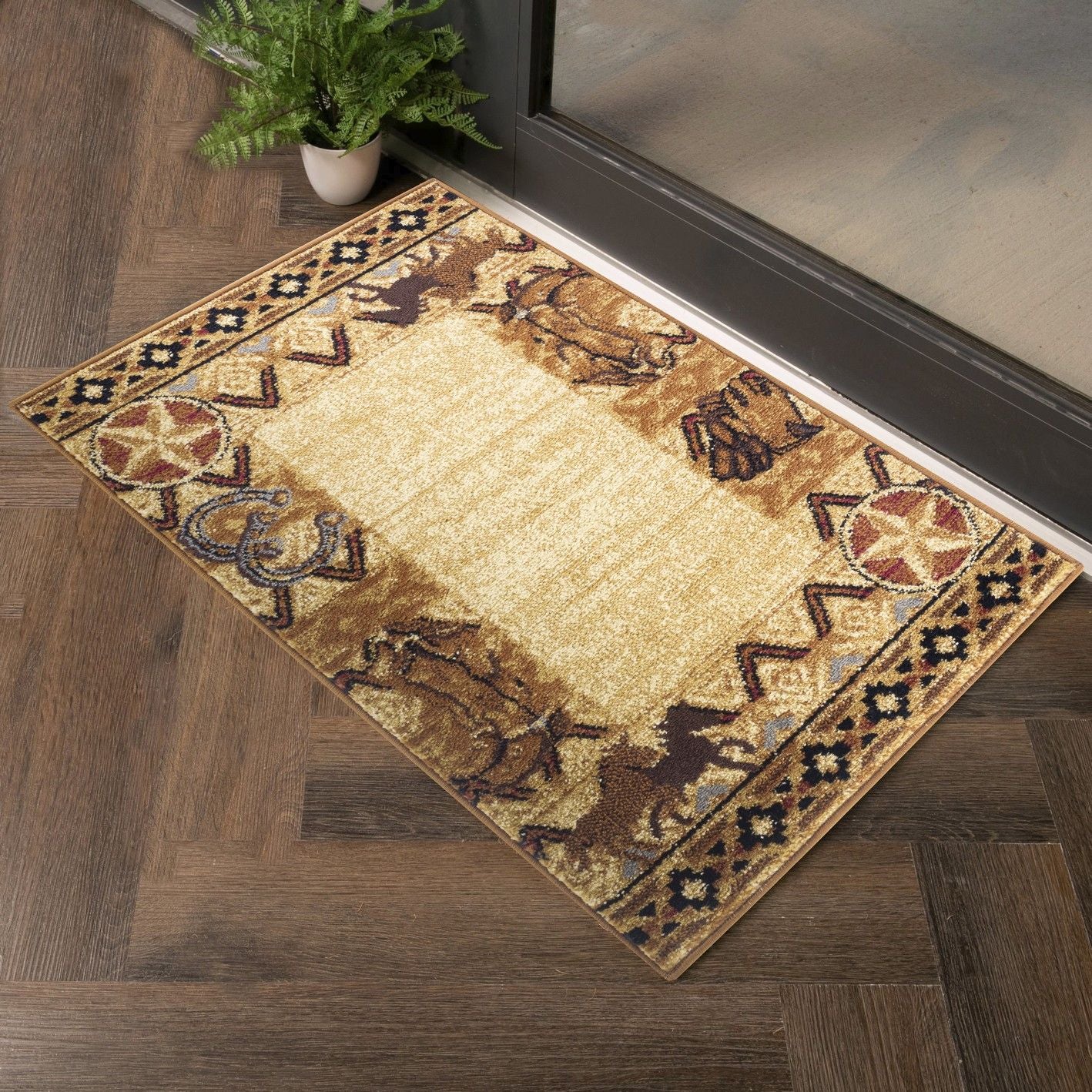Tribes - 5'3" X 7'3" Southwest Area Rug Polypropylene - Beige - Image 3