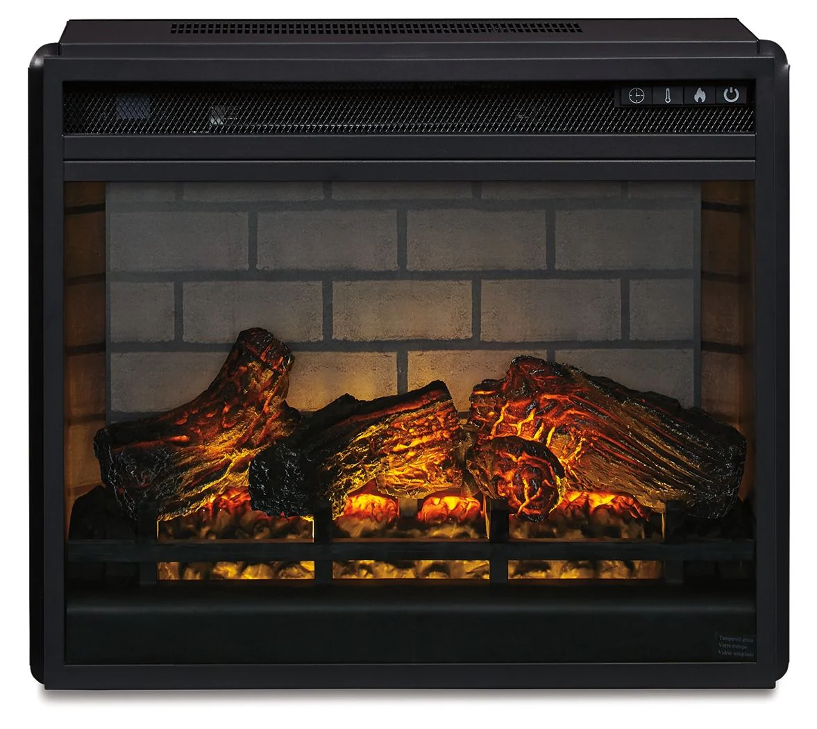 Trinell - 63" TV Stand With Glass/Stone Fireplace Insert - Brown - Image 4