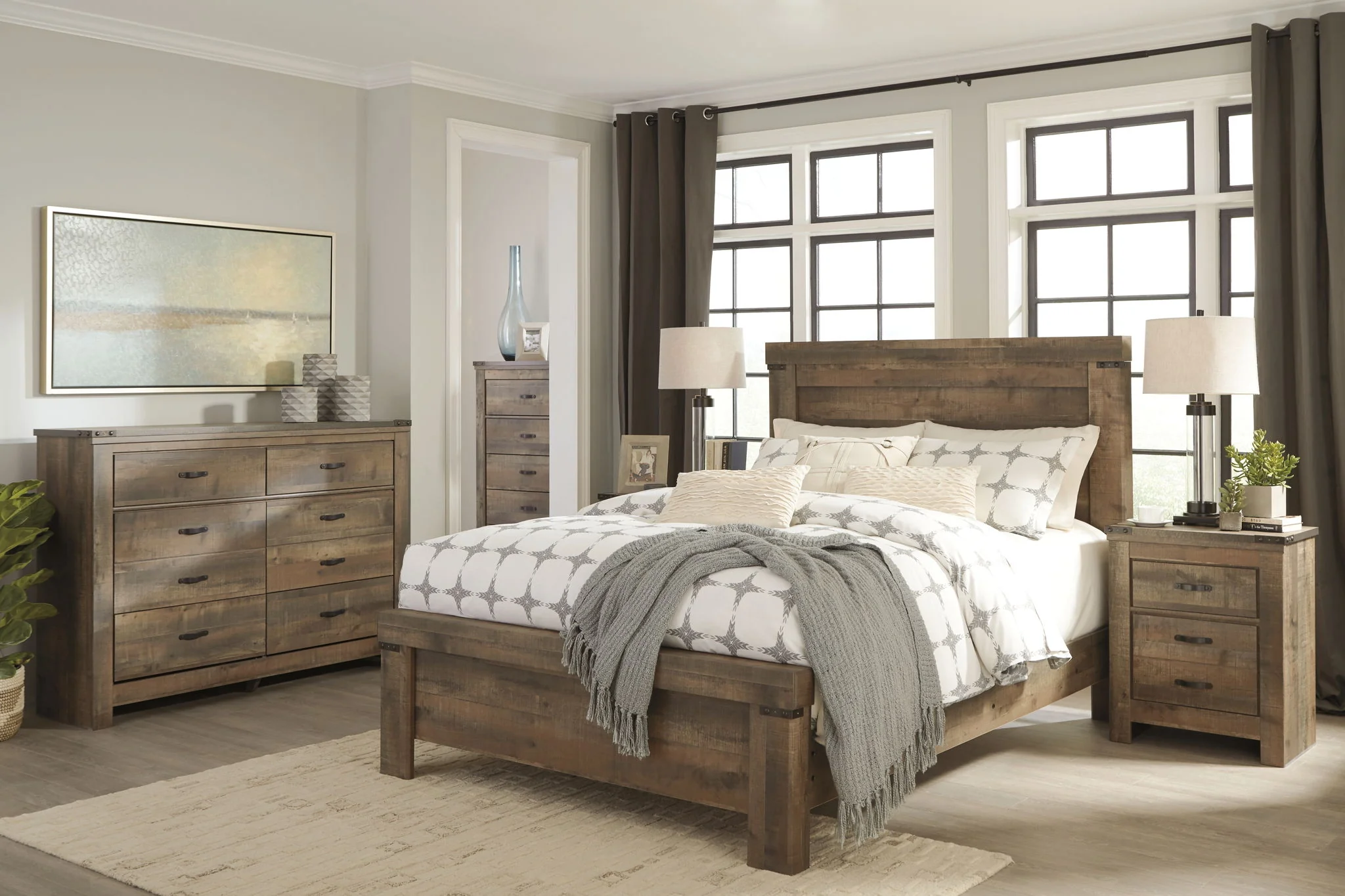 Trinell - Six Drawer Dresser - 61.34" x 15.98" x 42.99" - Brown Dark - Image 3