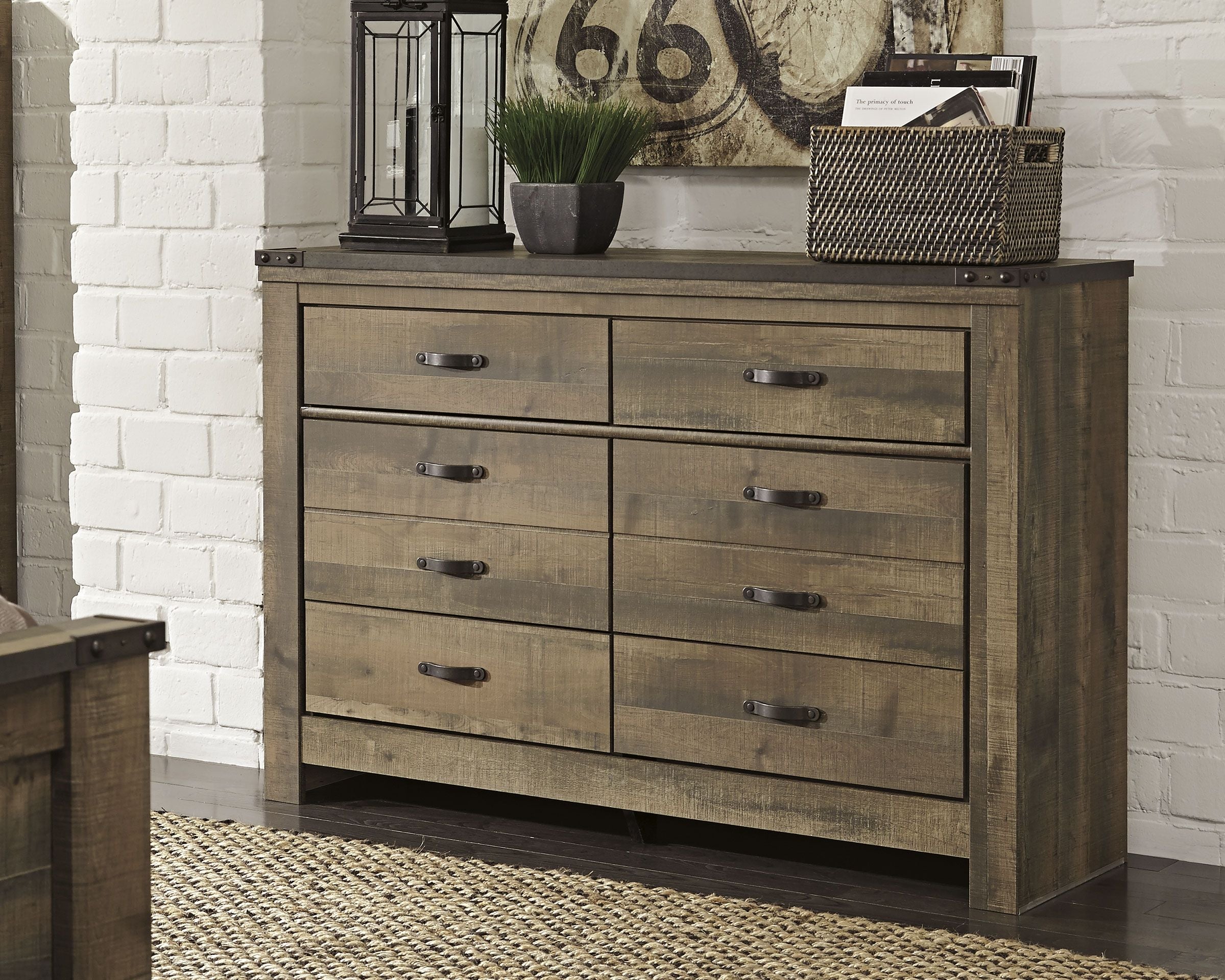 Trinell - Six Drawer Dresser - 61.34" x 15.98" x 42.99" - Brown Dark - Image 6