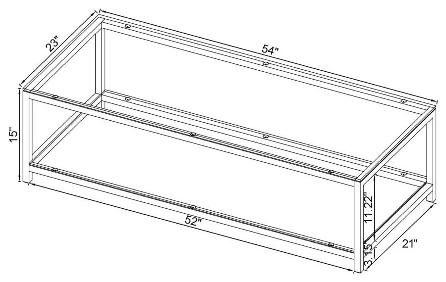 Trini - 1-Shelf Glass Top Coffee Table - Black Nickel - Image 3