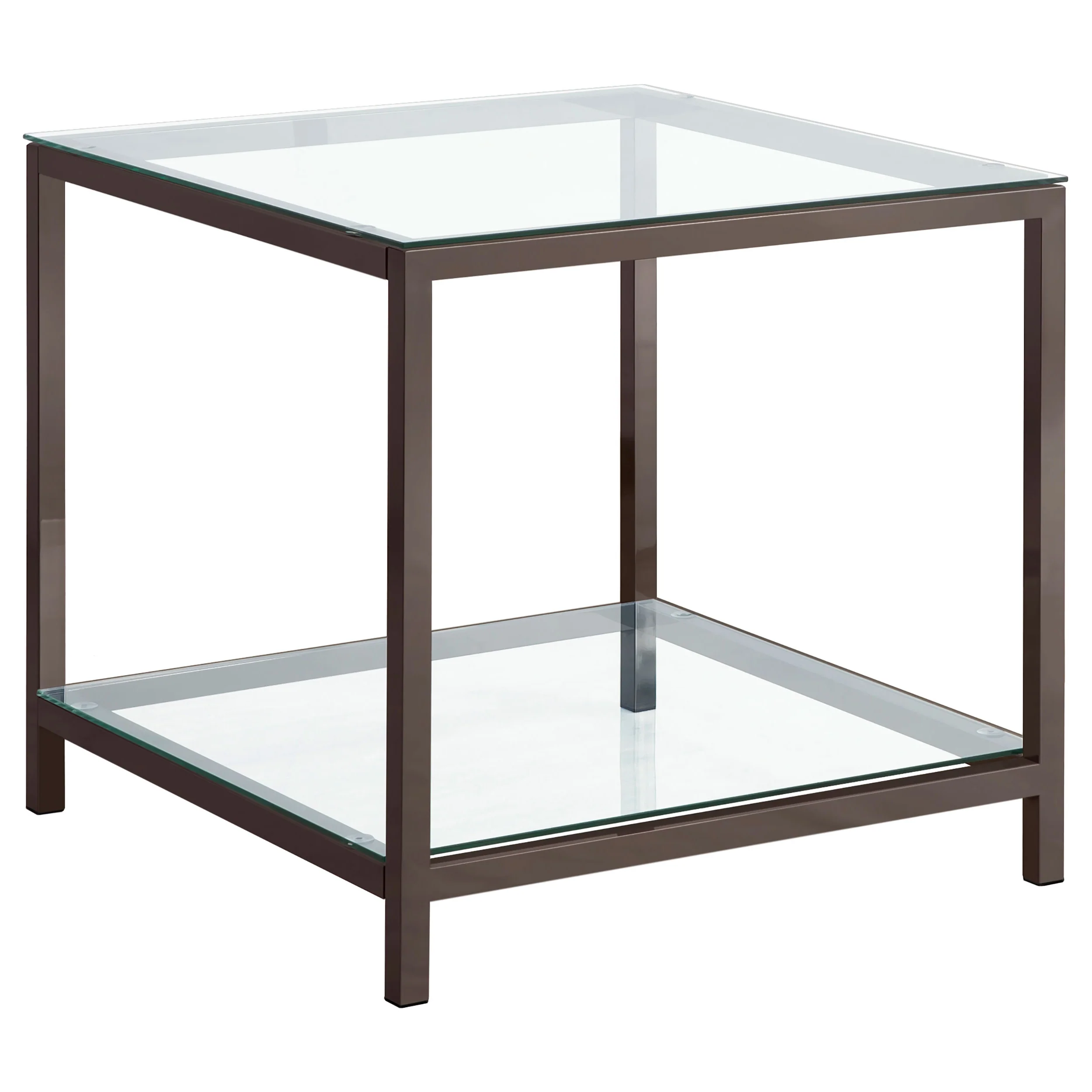 Trini - 1-Shelf Glass Top Side End Table - Black Nickel - Image 5