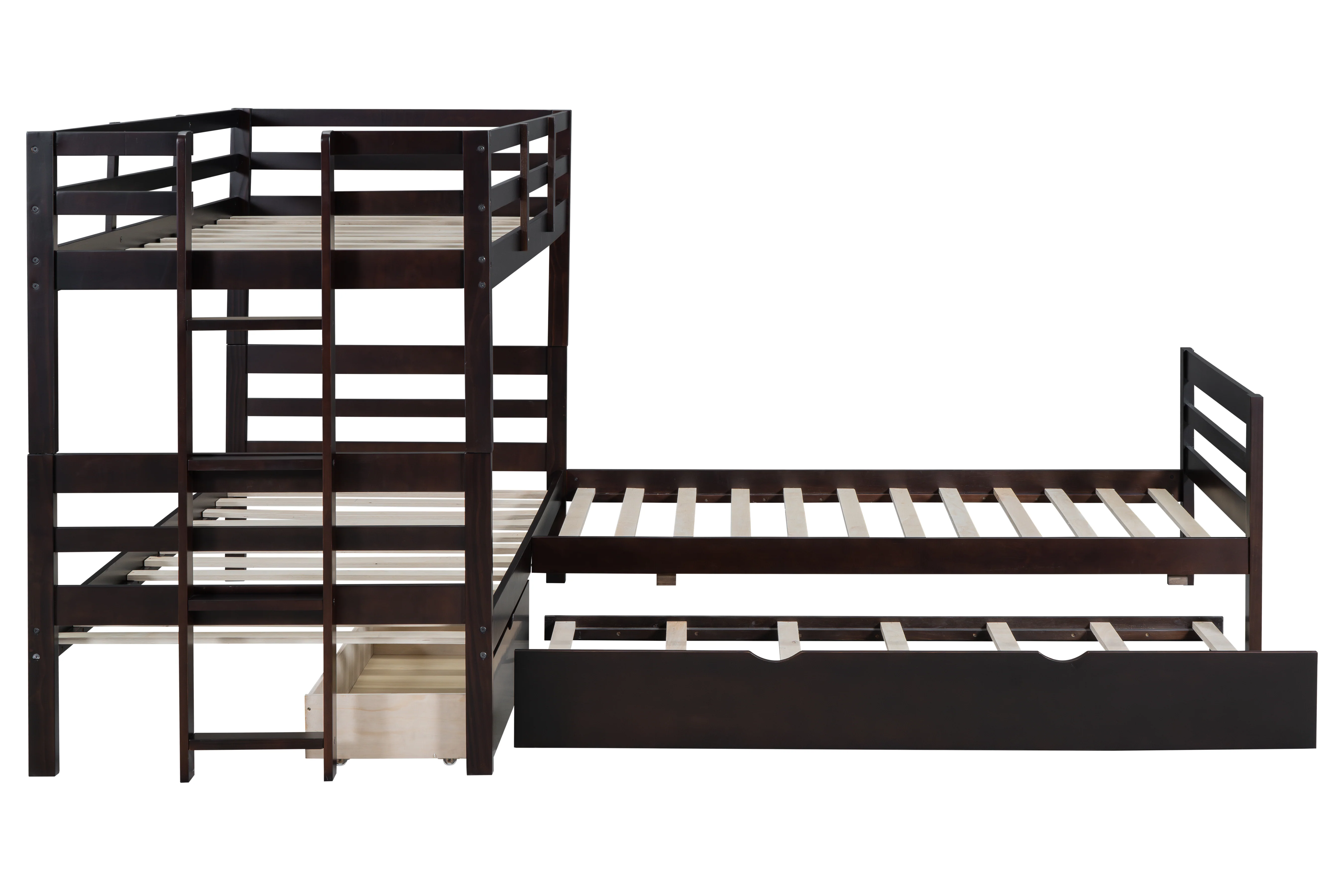 Triple Twin-size Bunkbed With Trundle And Drawers - Image 2