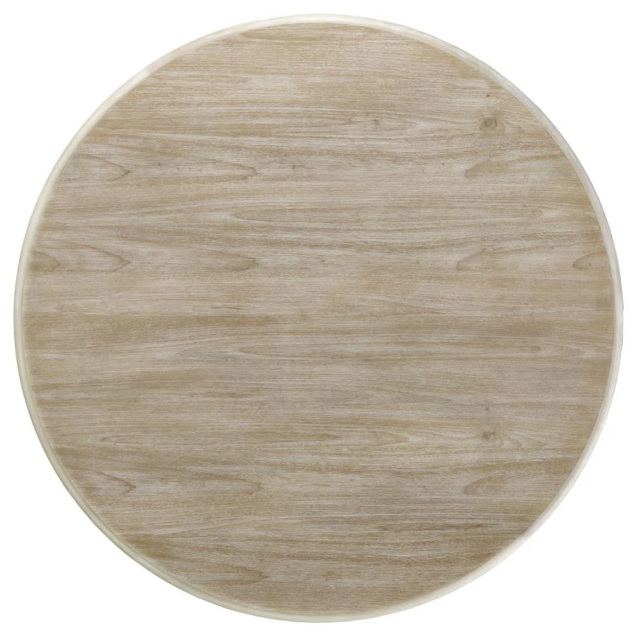 Trofello - Round Pedestal Dining Table - White Washed - Image 4
