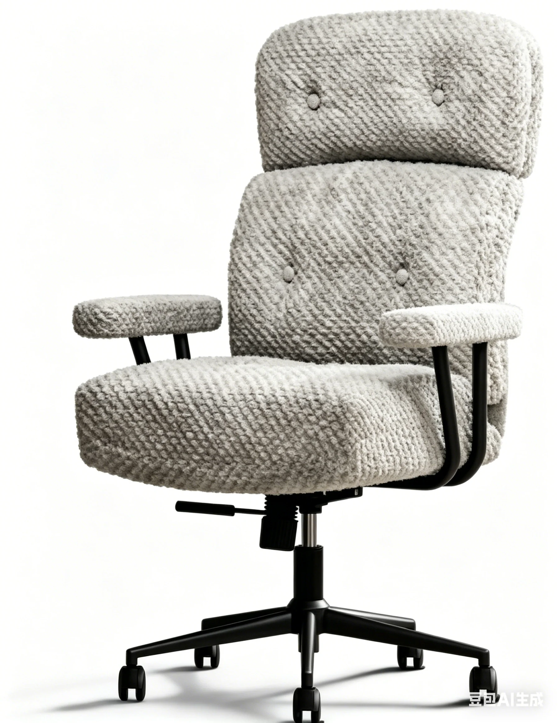Tufted Home Office Chair with Wheels, Armrests & Adjustable Height - Image 2