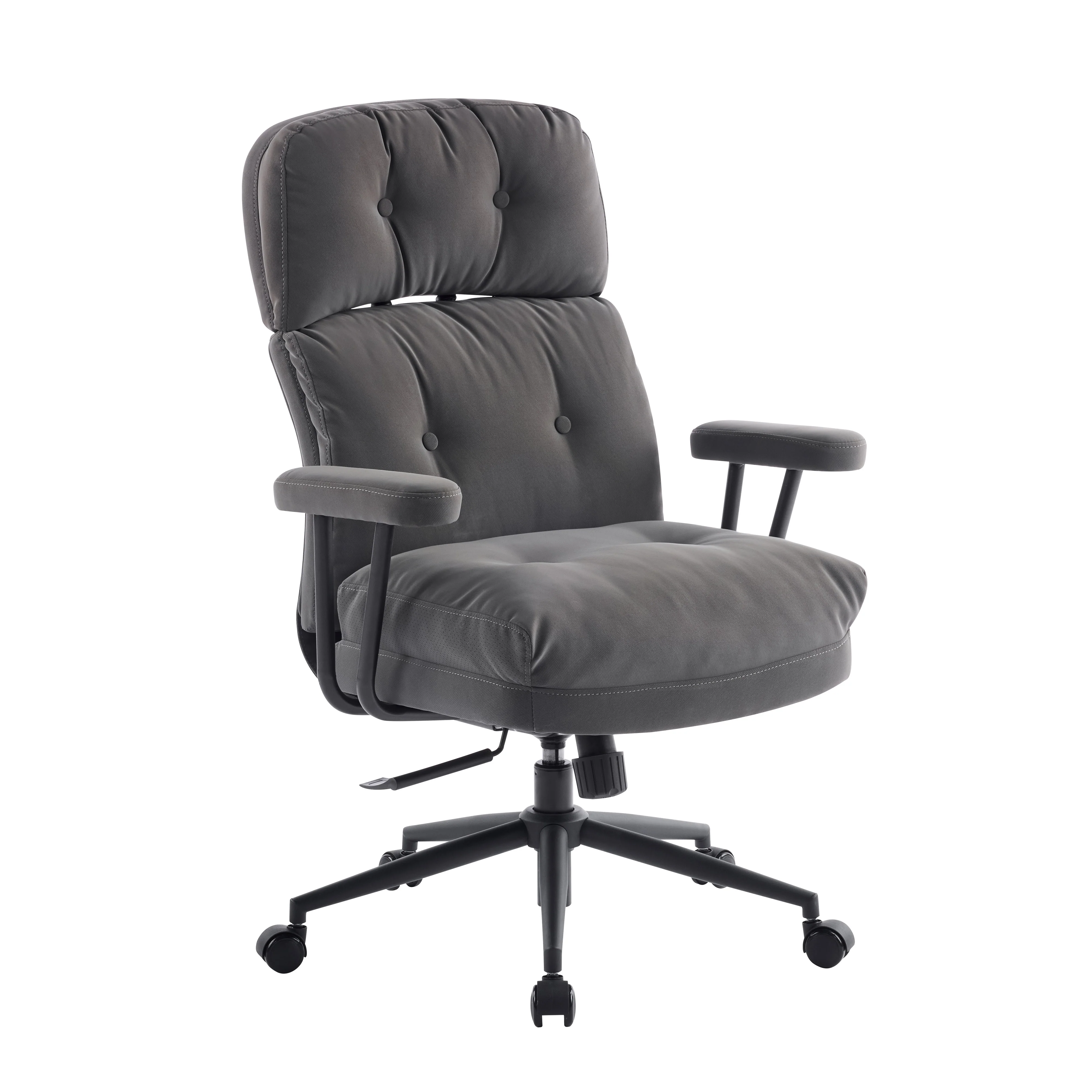 Tufted Home Office Chair with Wheels, Armrests & Adjustable Height - Image 3