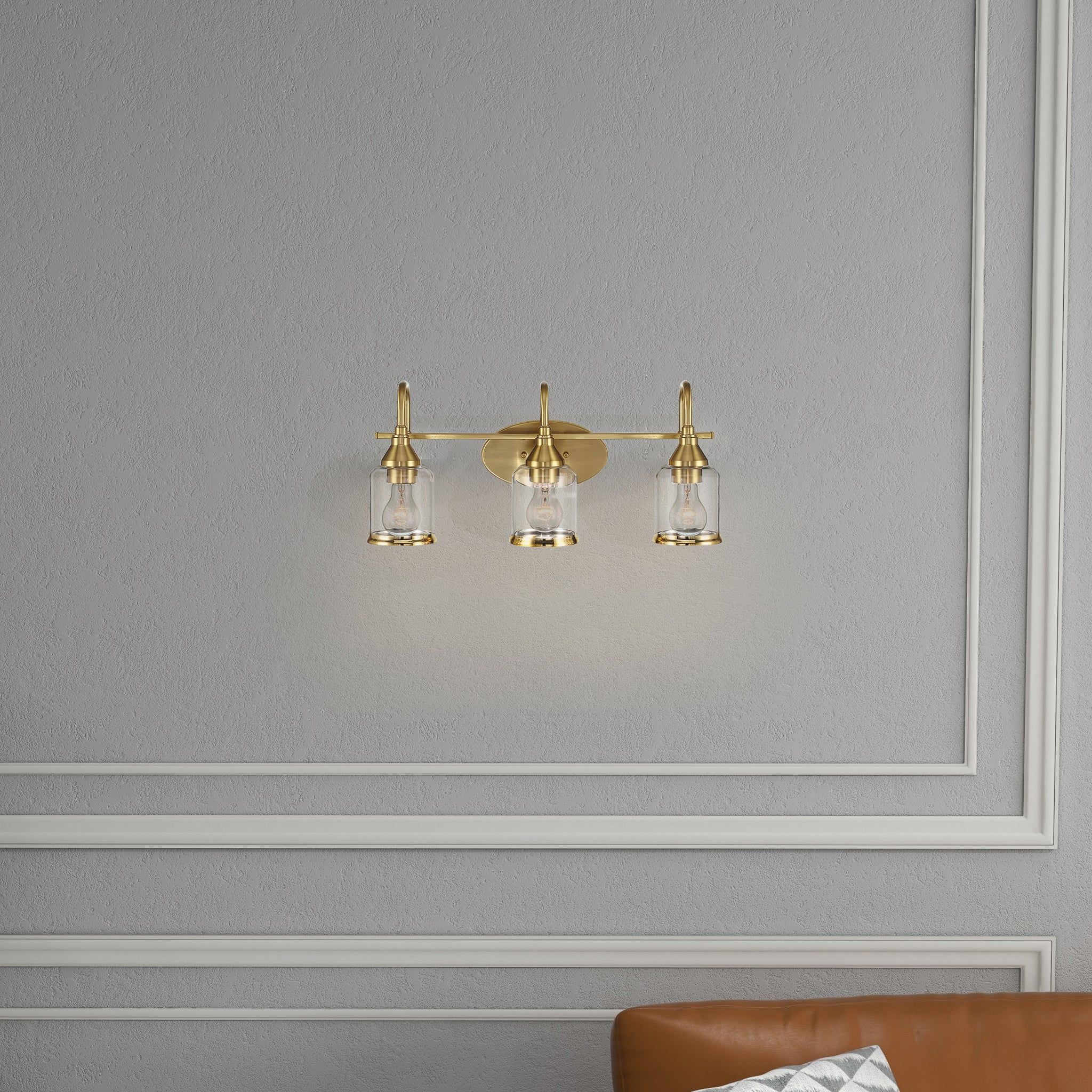3 Lights Brush Vanity Light - Clear / Gold - Image 2