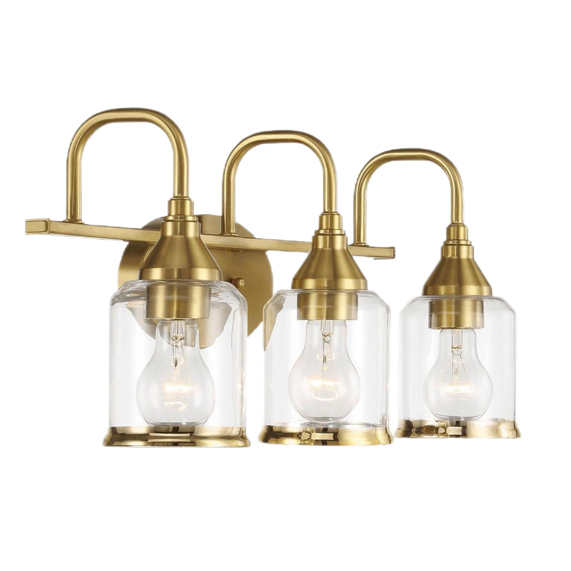 3 Lights Brush Vanity Light - Clear / Gold - Image 6