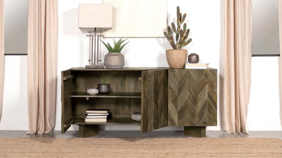 Tyler - 3 Door Solid Wood Sideboard Buffet Cabinet - Mango Brown - Image 3
