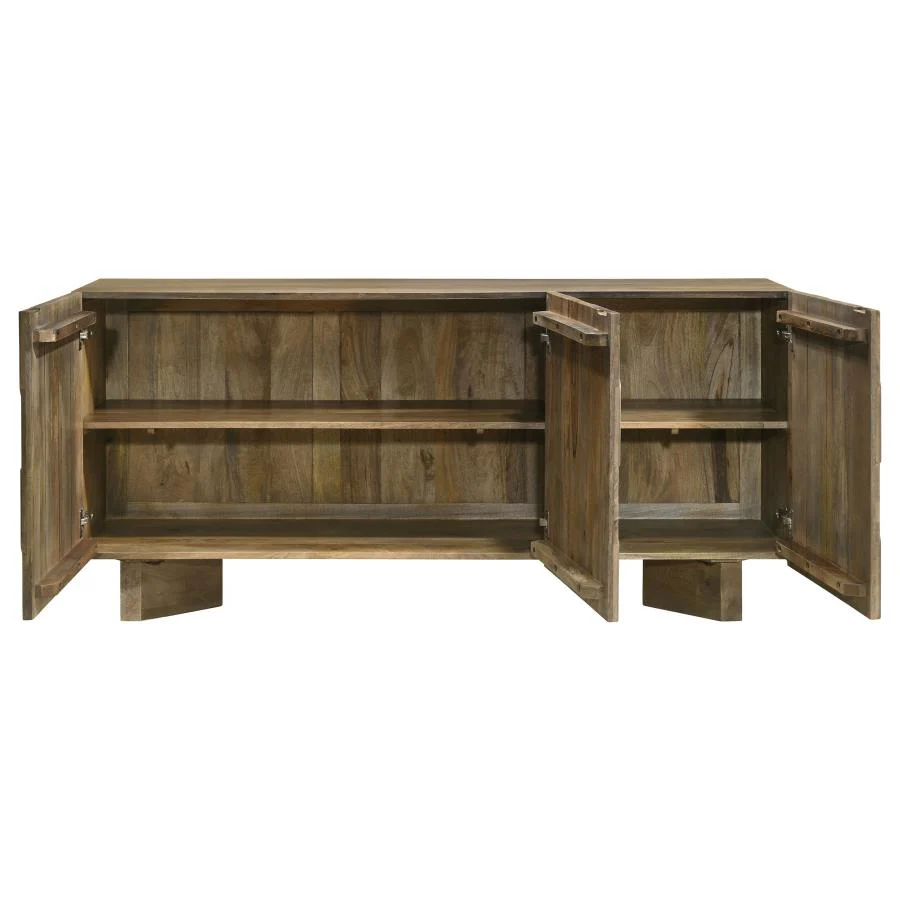 Tyler - 3 Door Solid Wood Sideboard Buffet Cabinet - Mango Brown - Image 7