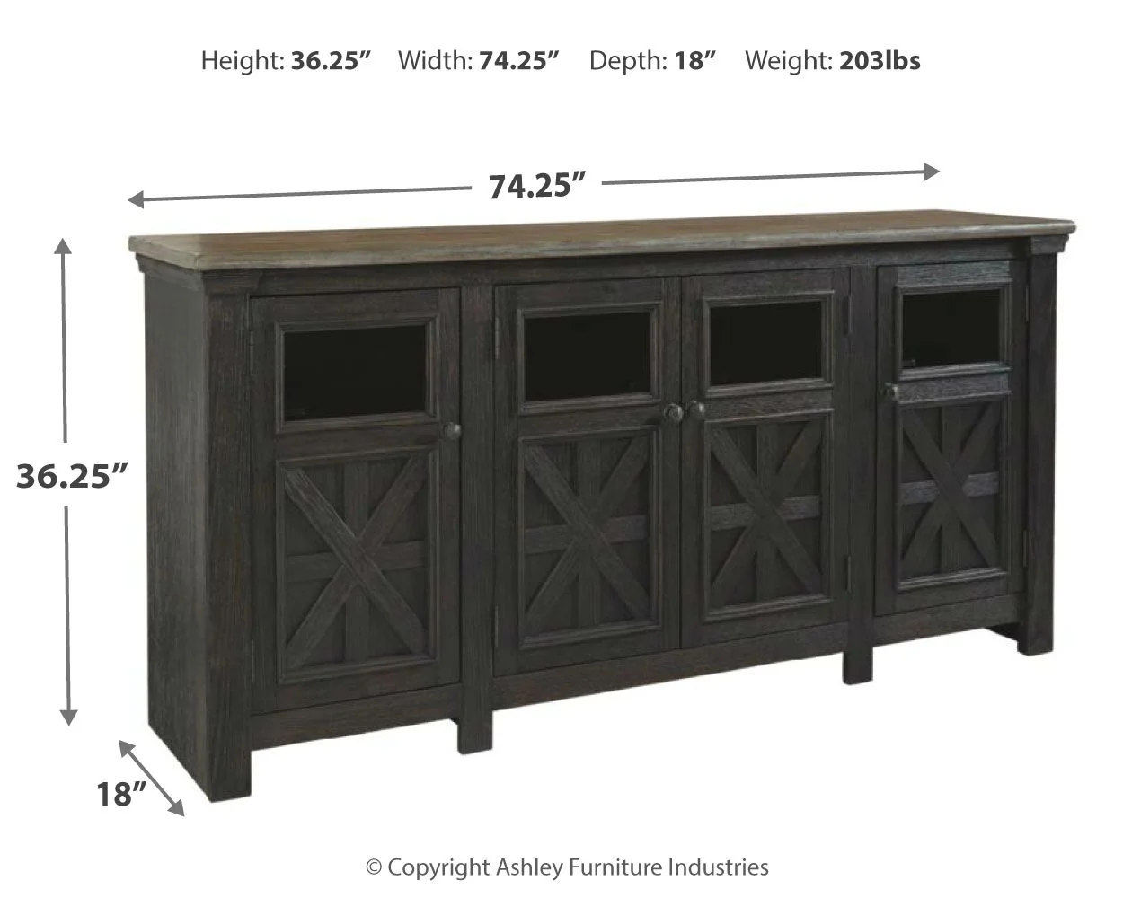 Tyler Creek - Extra Large TV Stand - Black / Gray - Image 5