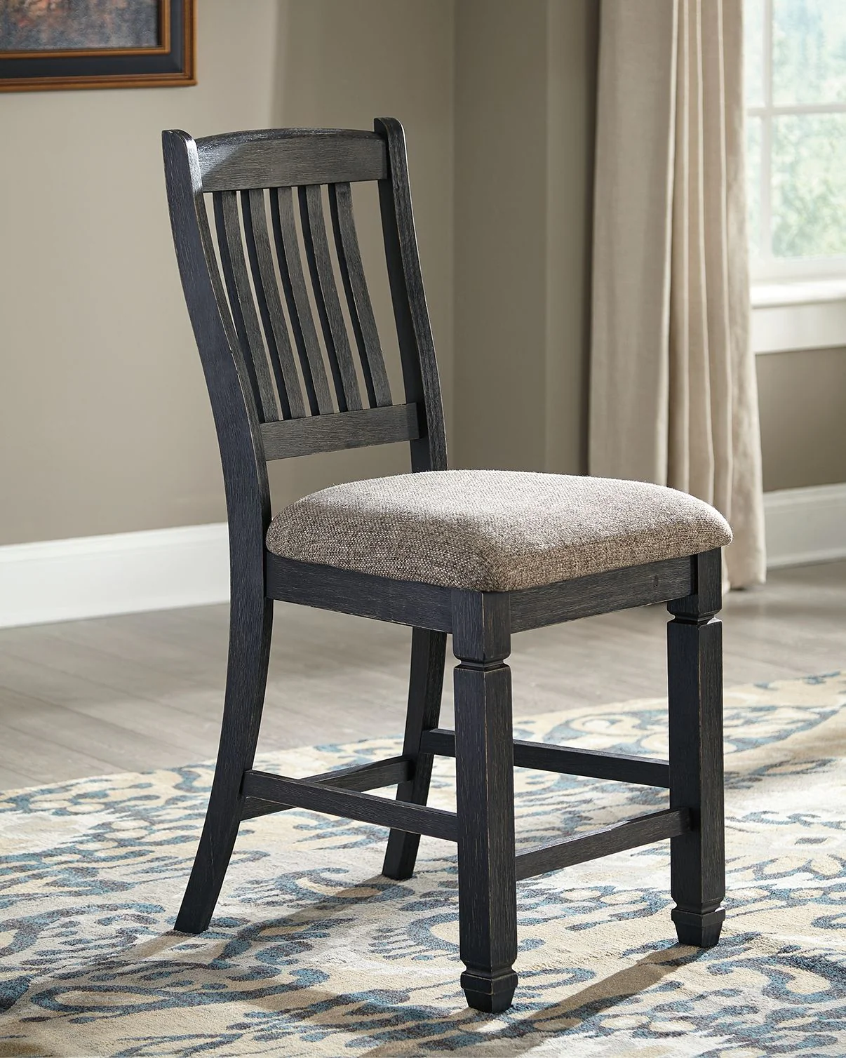 Tyler Creek - Upholstered Barstool (Set of 2) - Black / Grayish Brown - Image 2