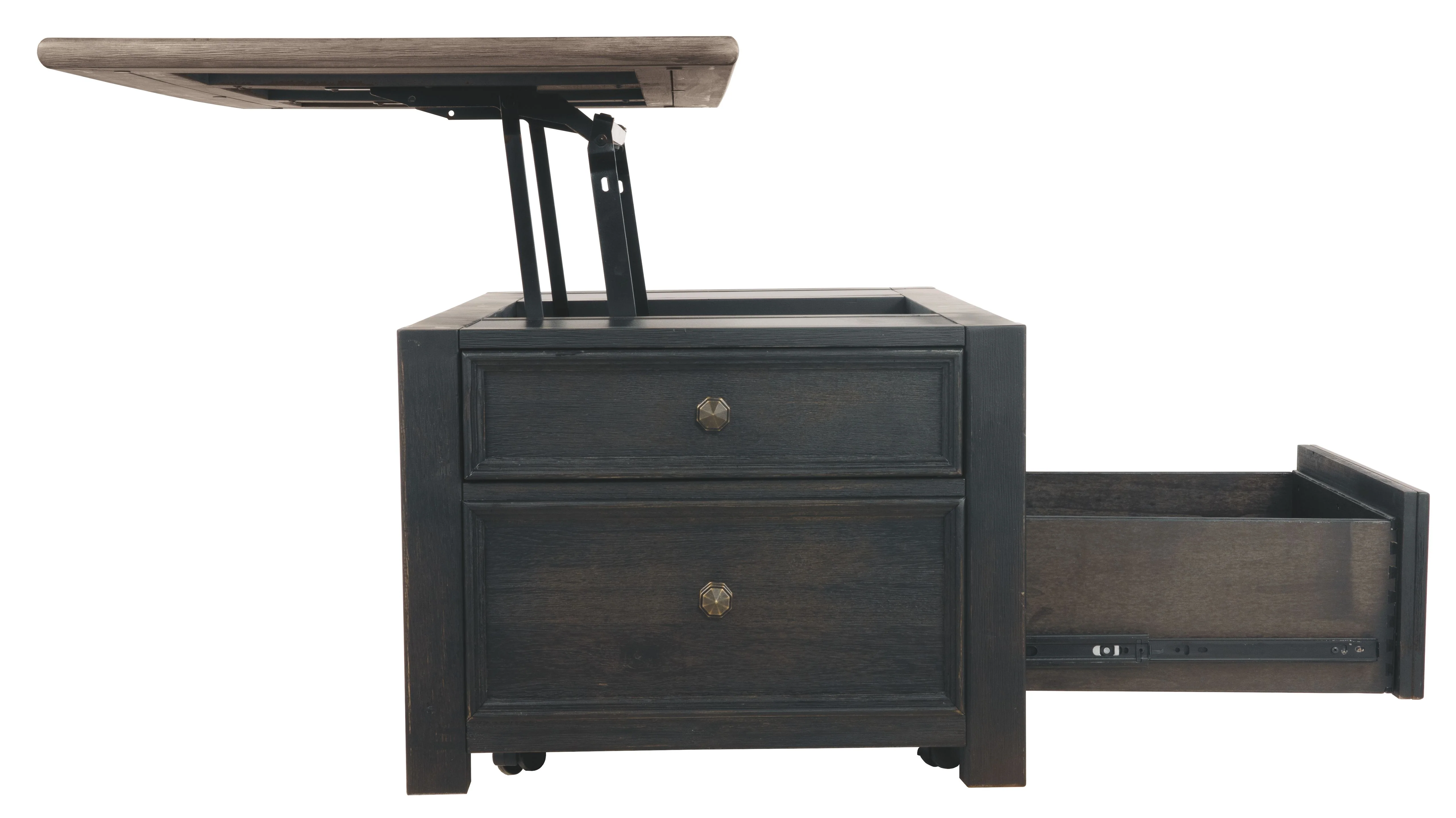 Tyler Creek - Lift Top Cocktail Table - Grayish Brown / Black - Image 2