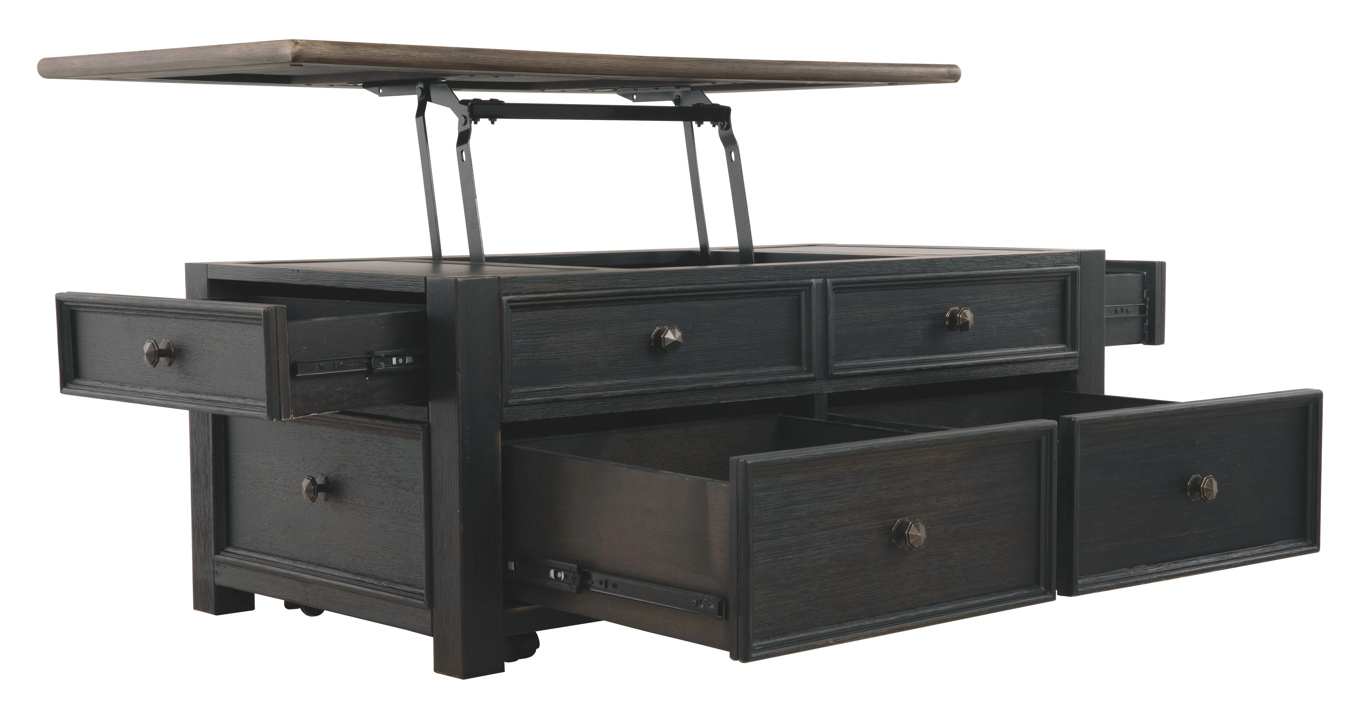 Tyler Creek - Lift Top Cocktail Table - Grayish Brown / Black - Image 3