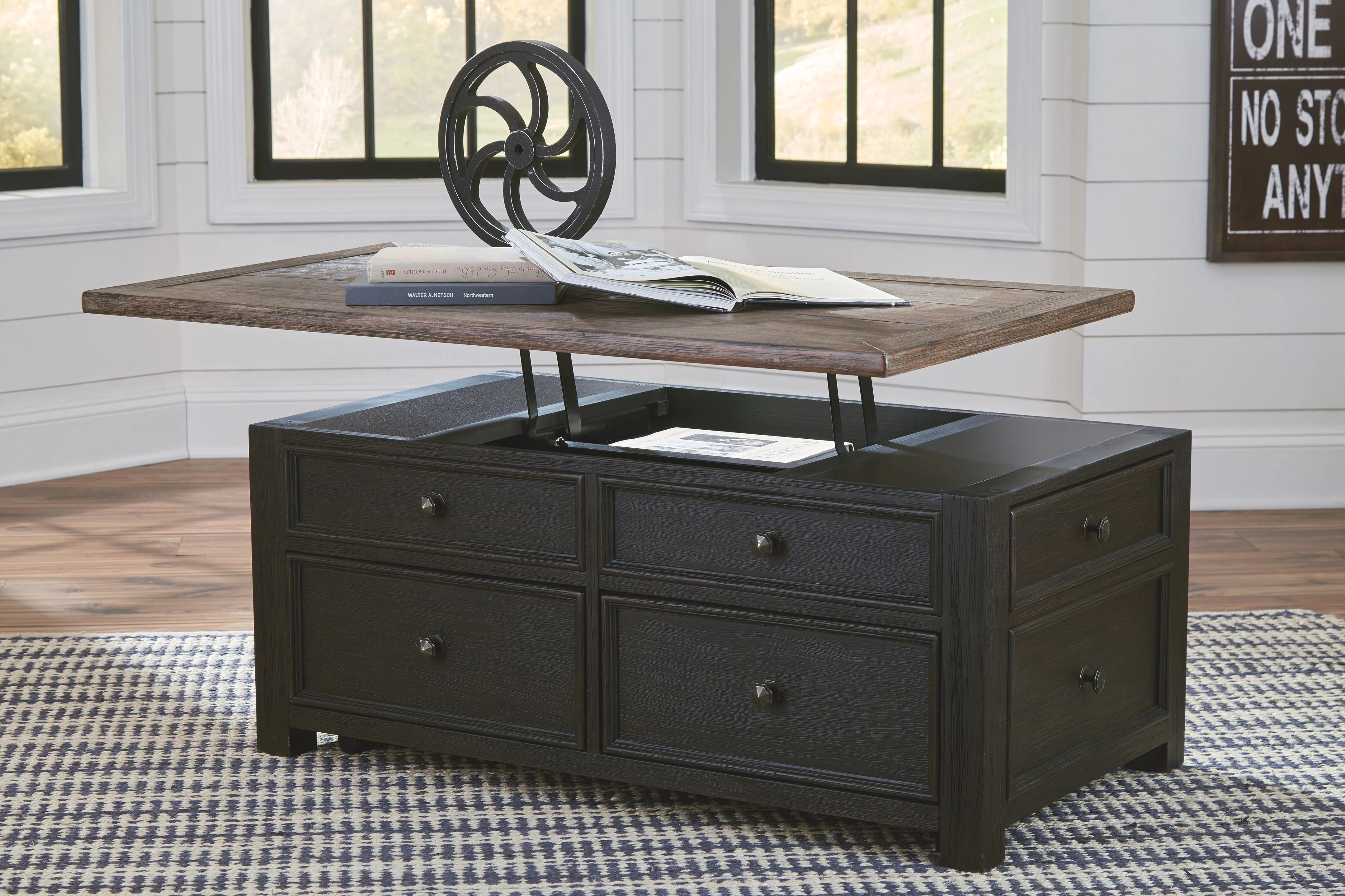 Tyler Creek - Lift Top Cocktail Table - Grayish Brown / Black - Image 7