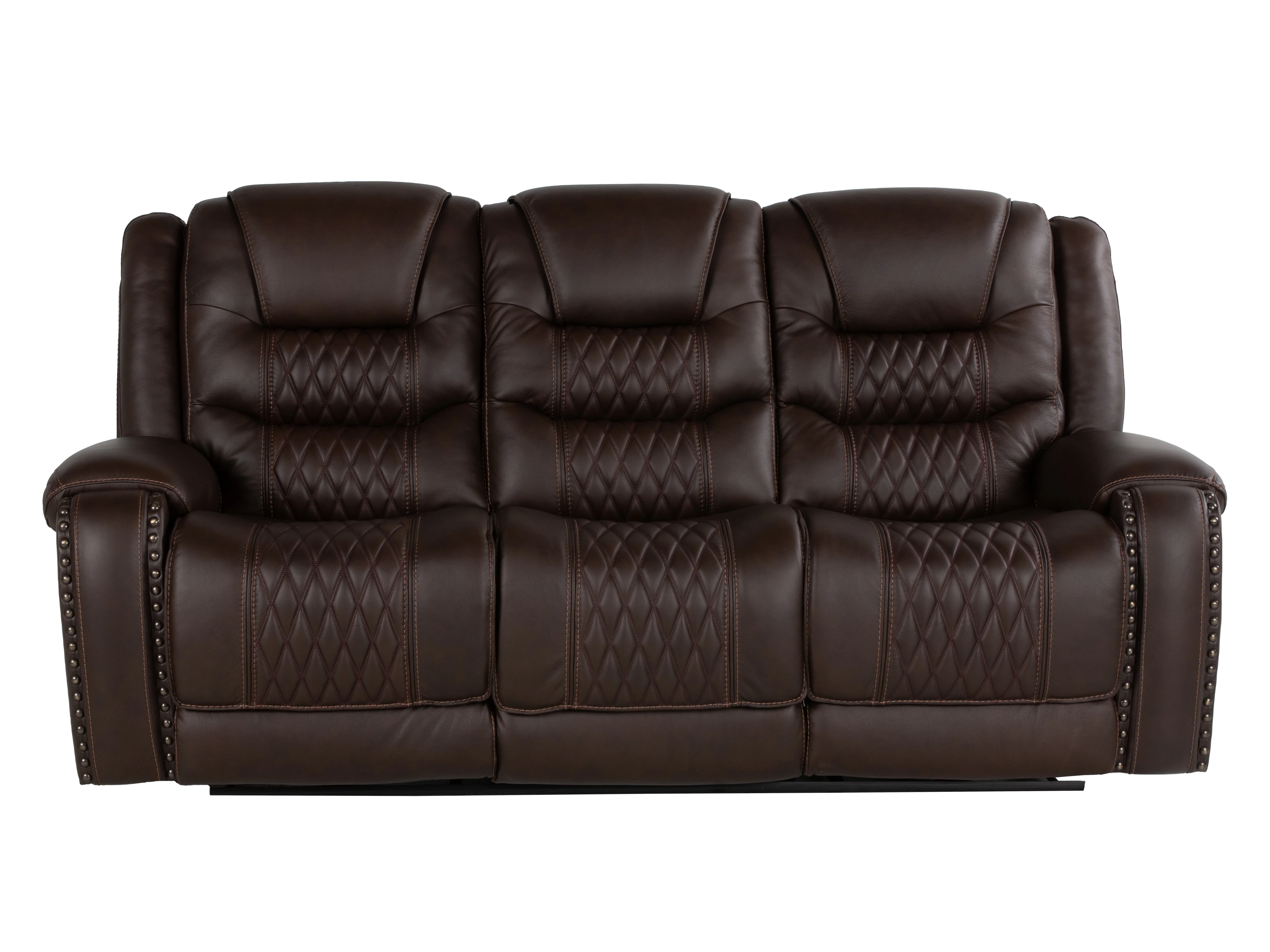 Umber Contemporary Top Grain Leather 3-Piece Dual Power Reclining Living Room Set with Console, USB & Wireless Charging - Image 11