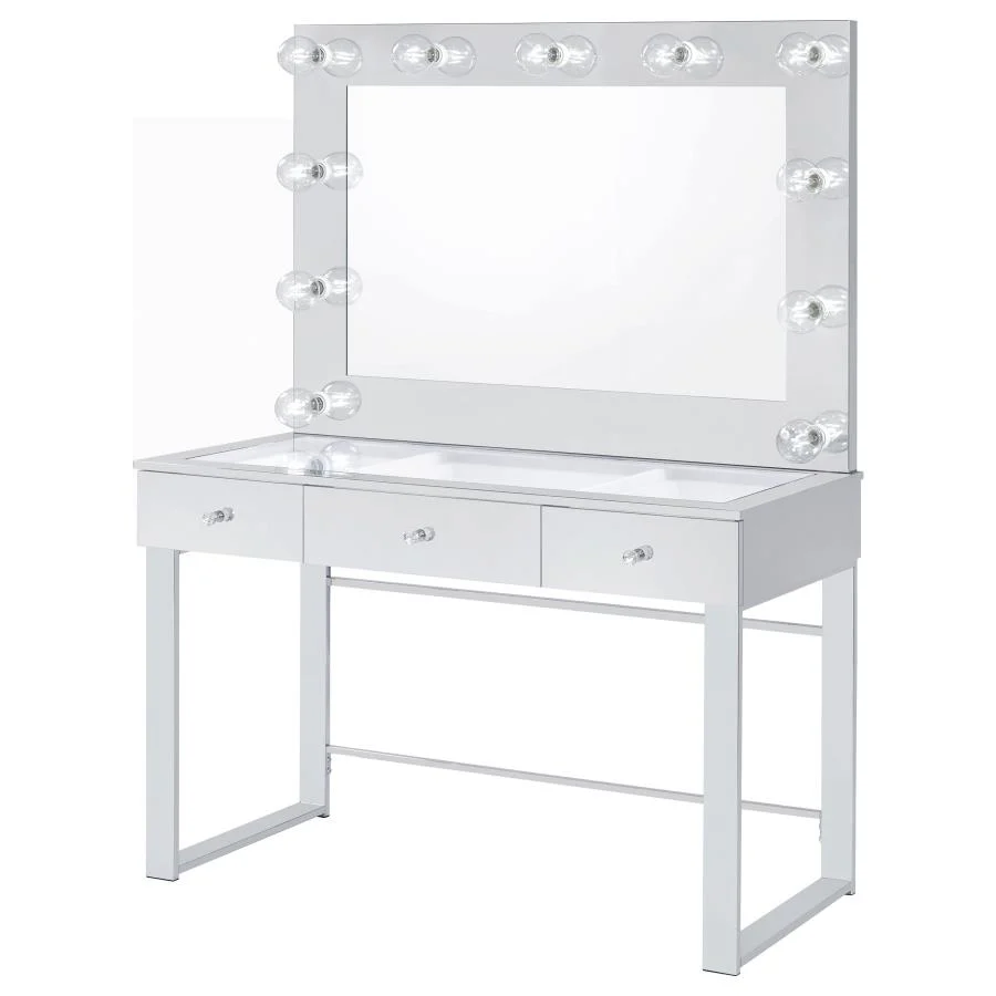 Umbridge - 3-Drawer Vanity Set With Lighting - Chrome And White - Image 4