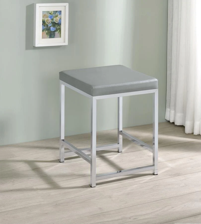 Umbridge - Upholstered Square Padded Cushion Vanity Stool - Light Gray - Image 2