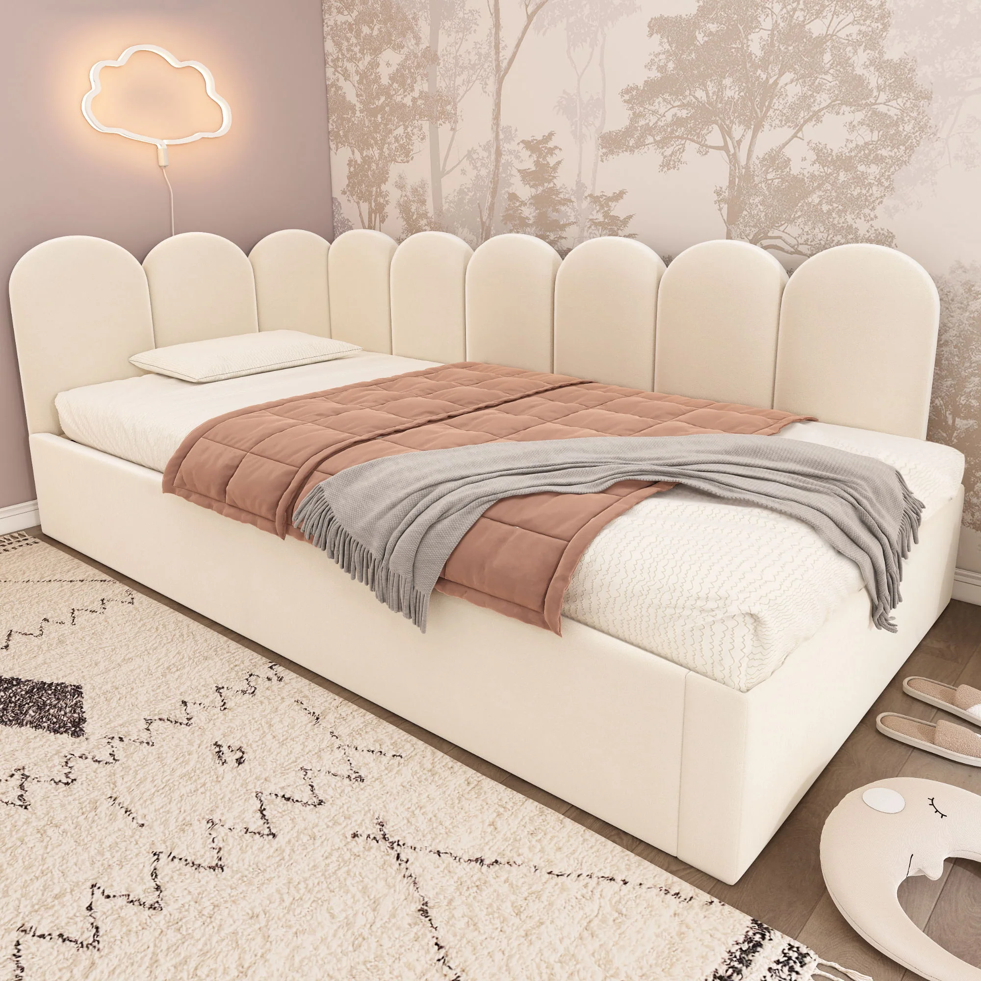 Upholstered Daybed With Metal Slatted Base - Image 41