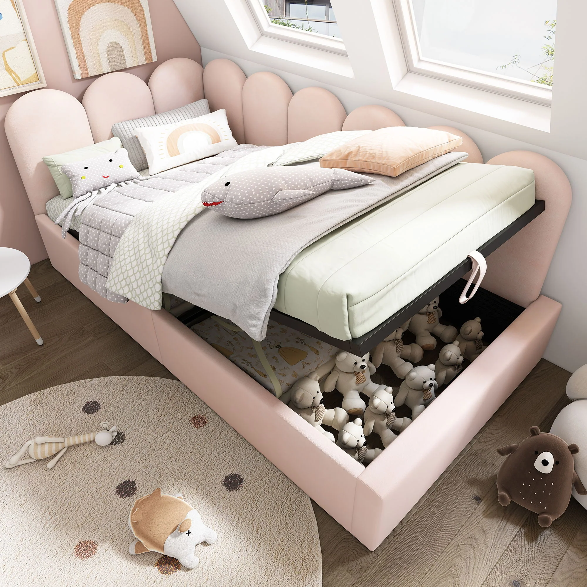 Upholstered Daybed With Metal Slatted Base - Image 43