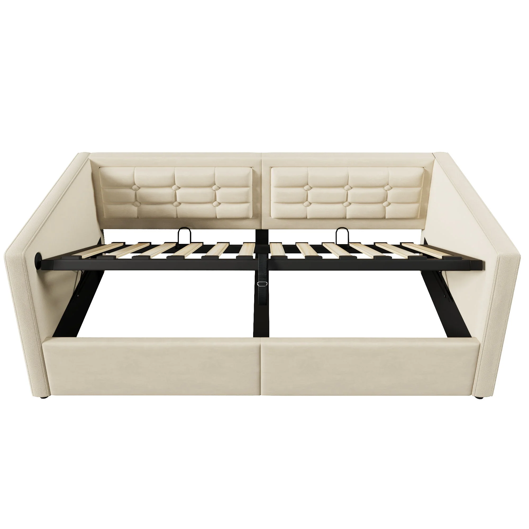 Upholstered Hydraulic Storage Daybed With USB & Type C Charging - Image 4