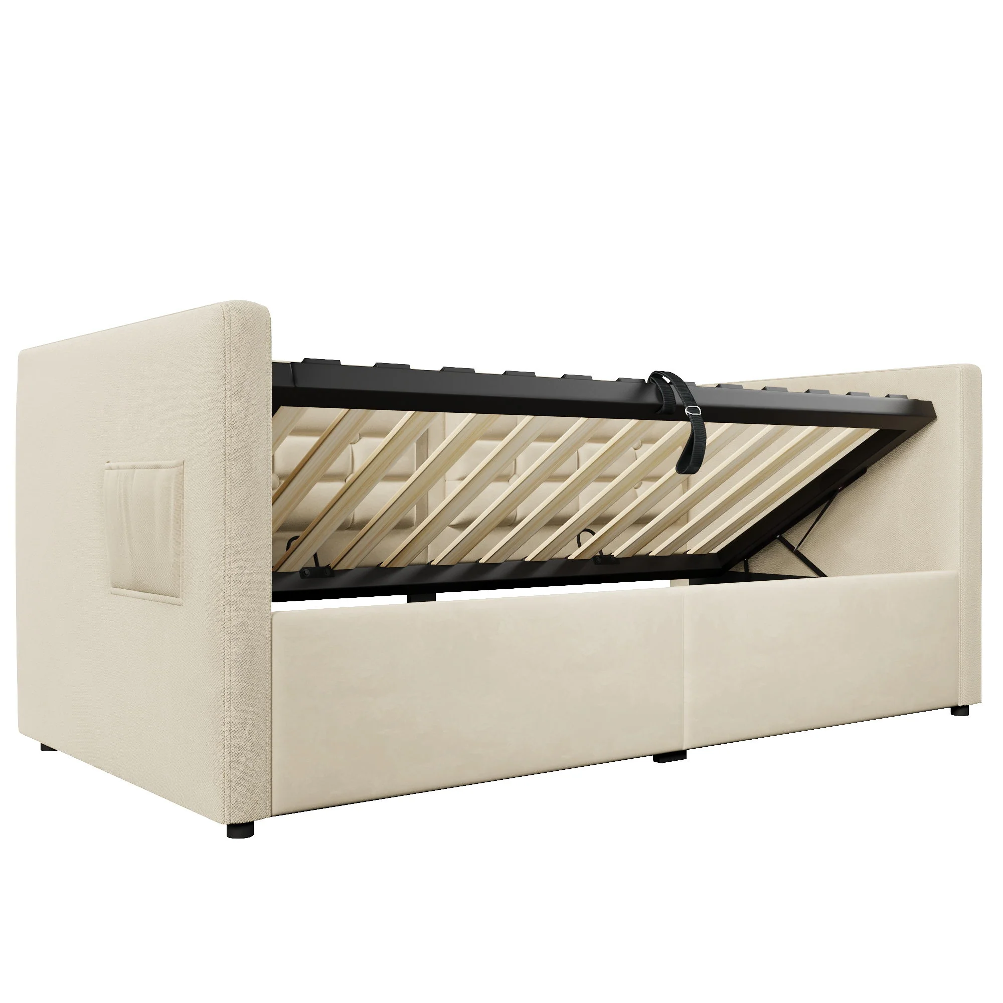 Upholstered Hydraulic Storage Daybed With USB & Type C Charging - Image 9