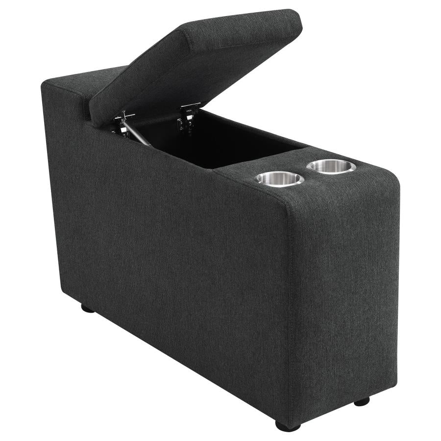 Upholstered Modular Storage Console Dark Grey - Image 4