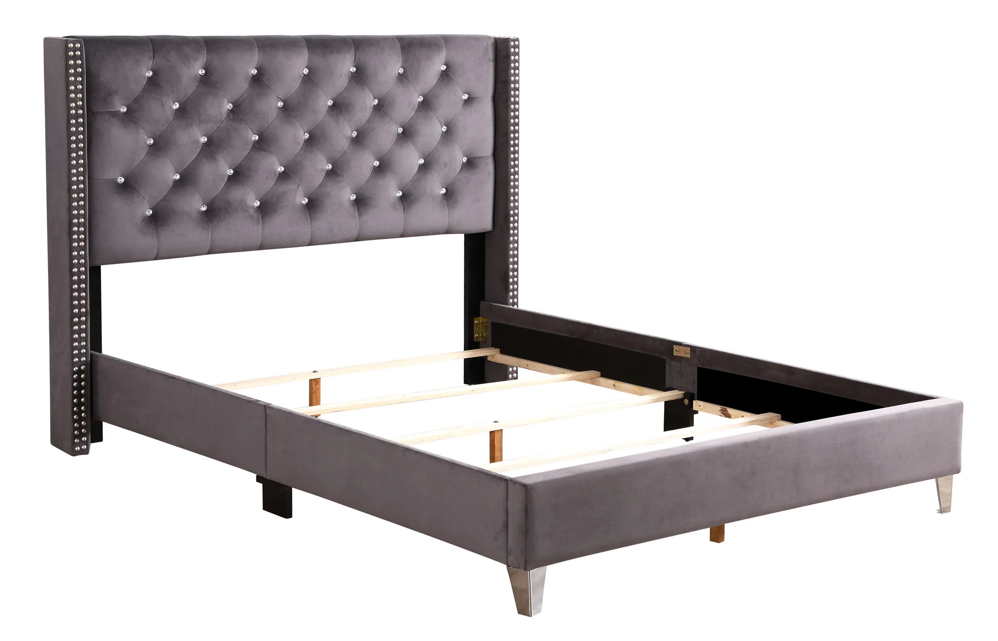 Upholstered Nailhead Trim Chic Bed - Image 14