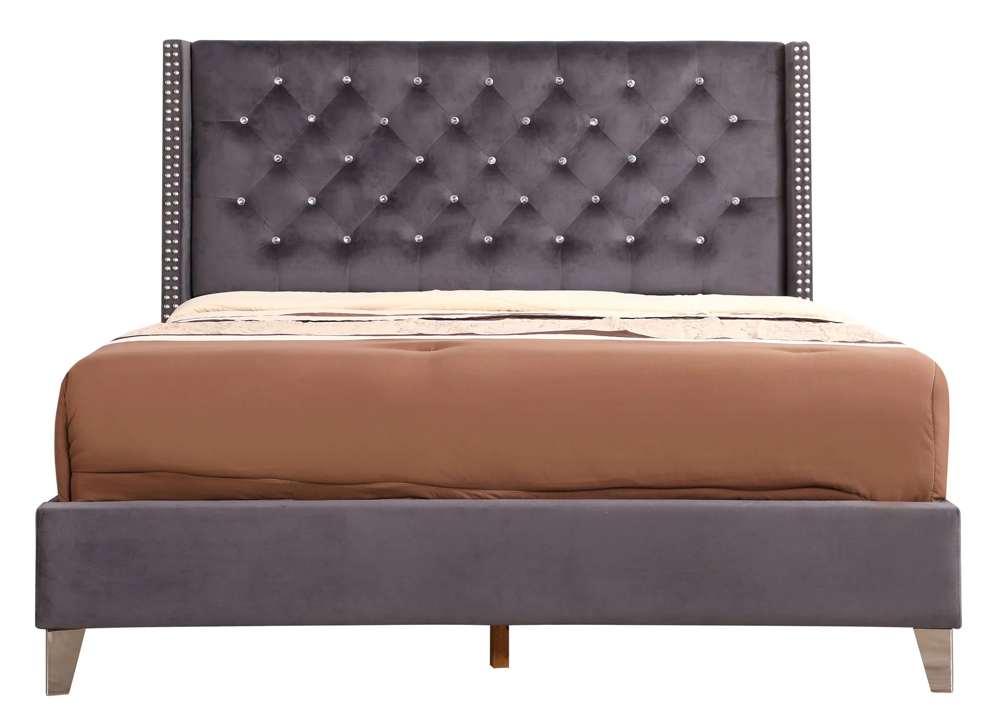 Upholstered Nailhead Trim Chic Bed - Image 25