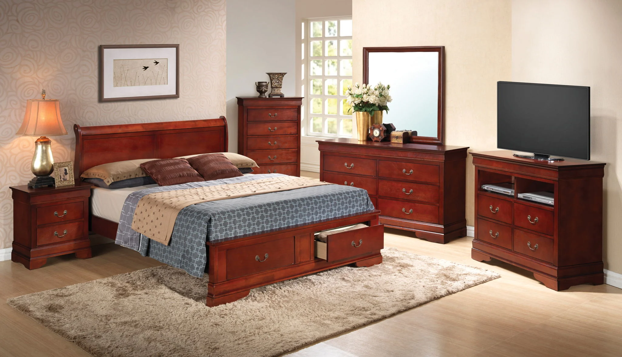 Upholstered Panel Sleigh Bed Design - Image 28