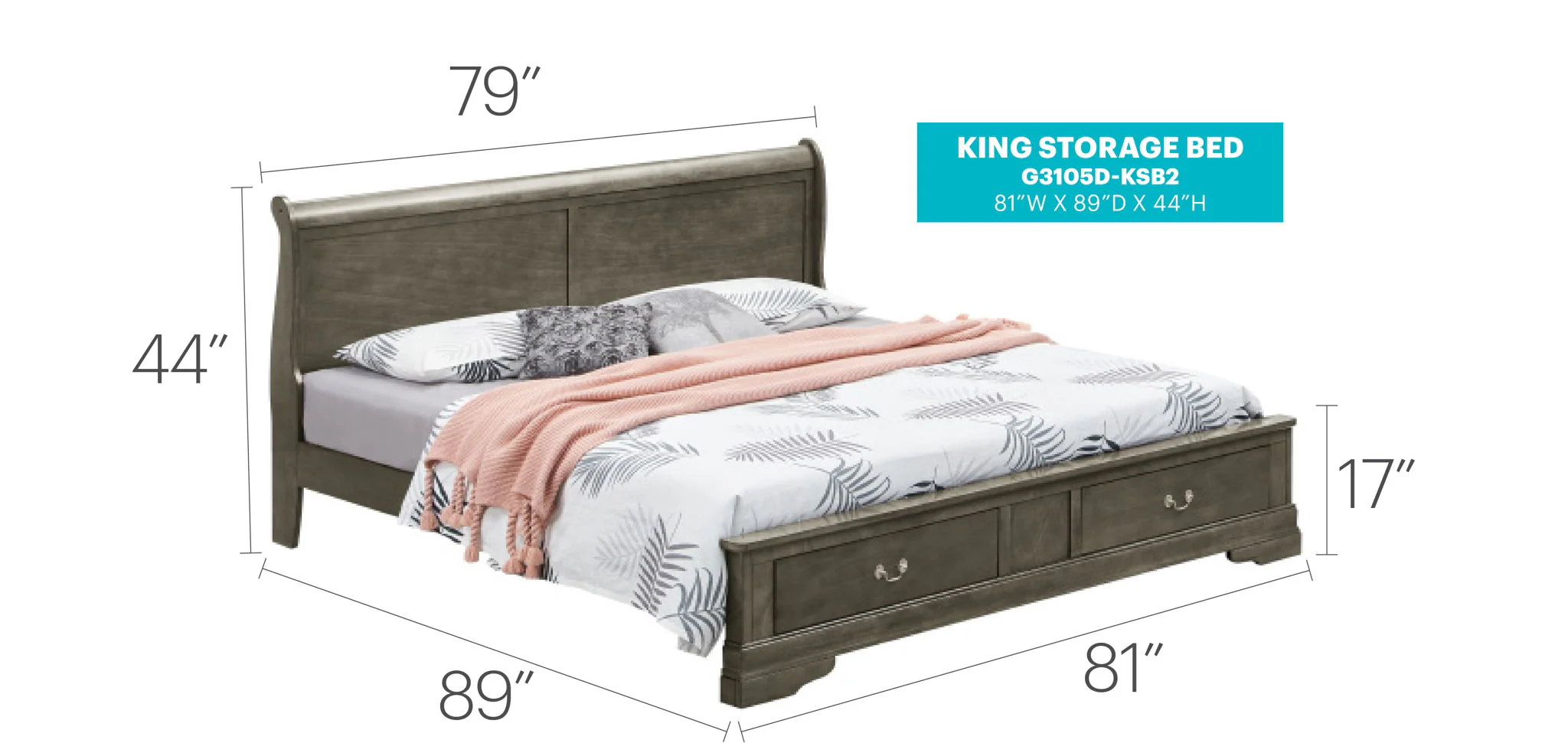 Upholstered Panel Sleigh Bed Design - Image 56