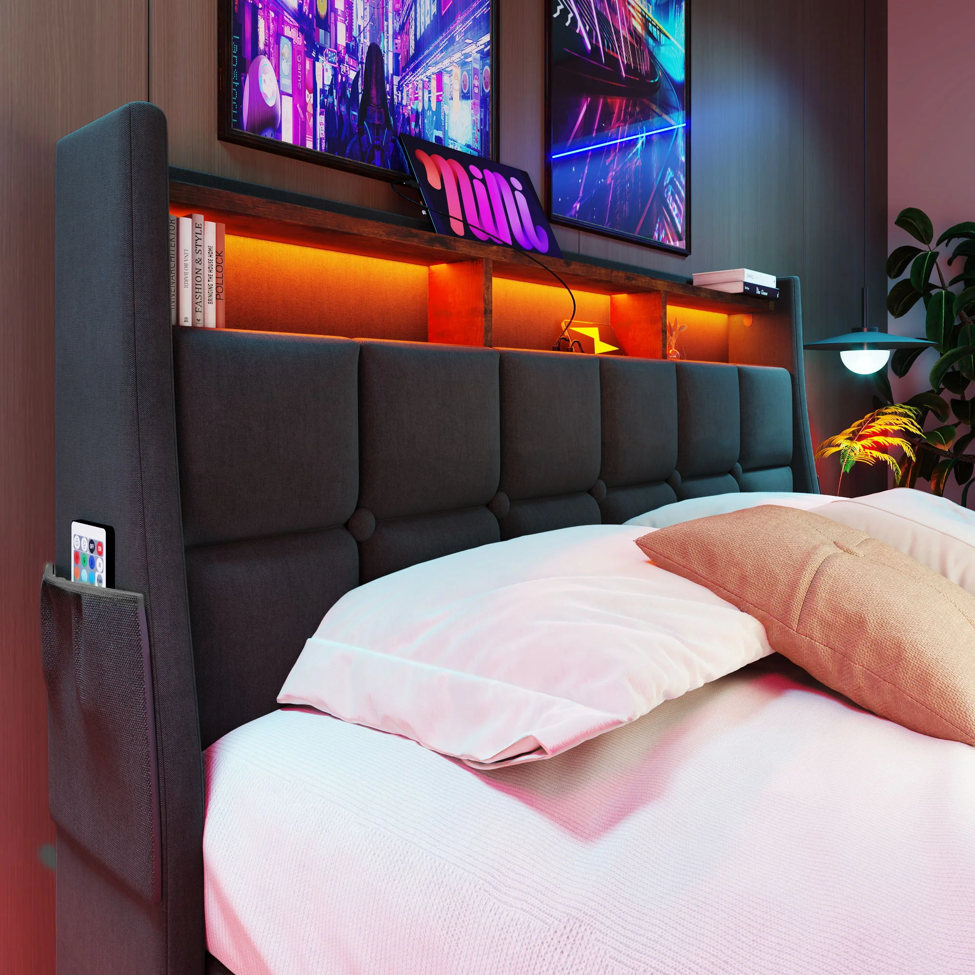 Upholstered Platform Bed With A Hydraulic Storage System, LED And USB Charging (Without Mattress) - Image 15