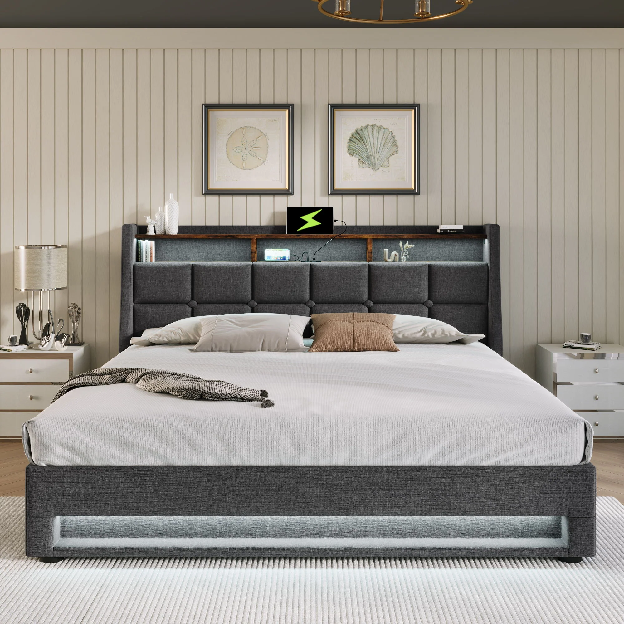 Upholstered Platform Bed With A Hydraulic Storage System, LED And USB Charging (Without Mattress) - Image 34
