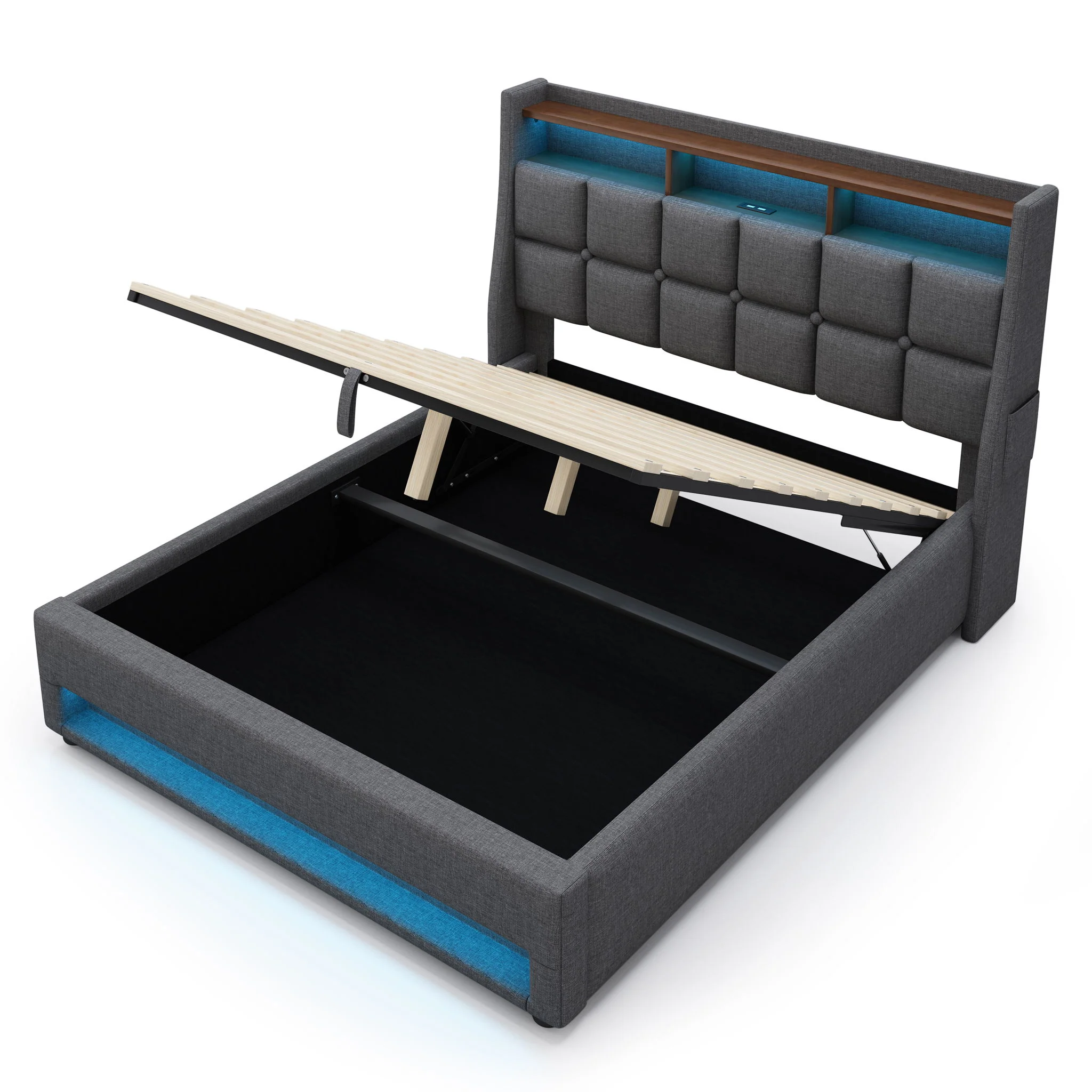 Upholstered Platform Bed With A Hydraulic Storage System, LED And USB Charging (Without Mattress) - Image 42