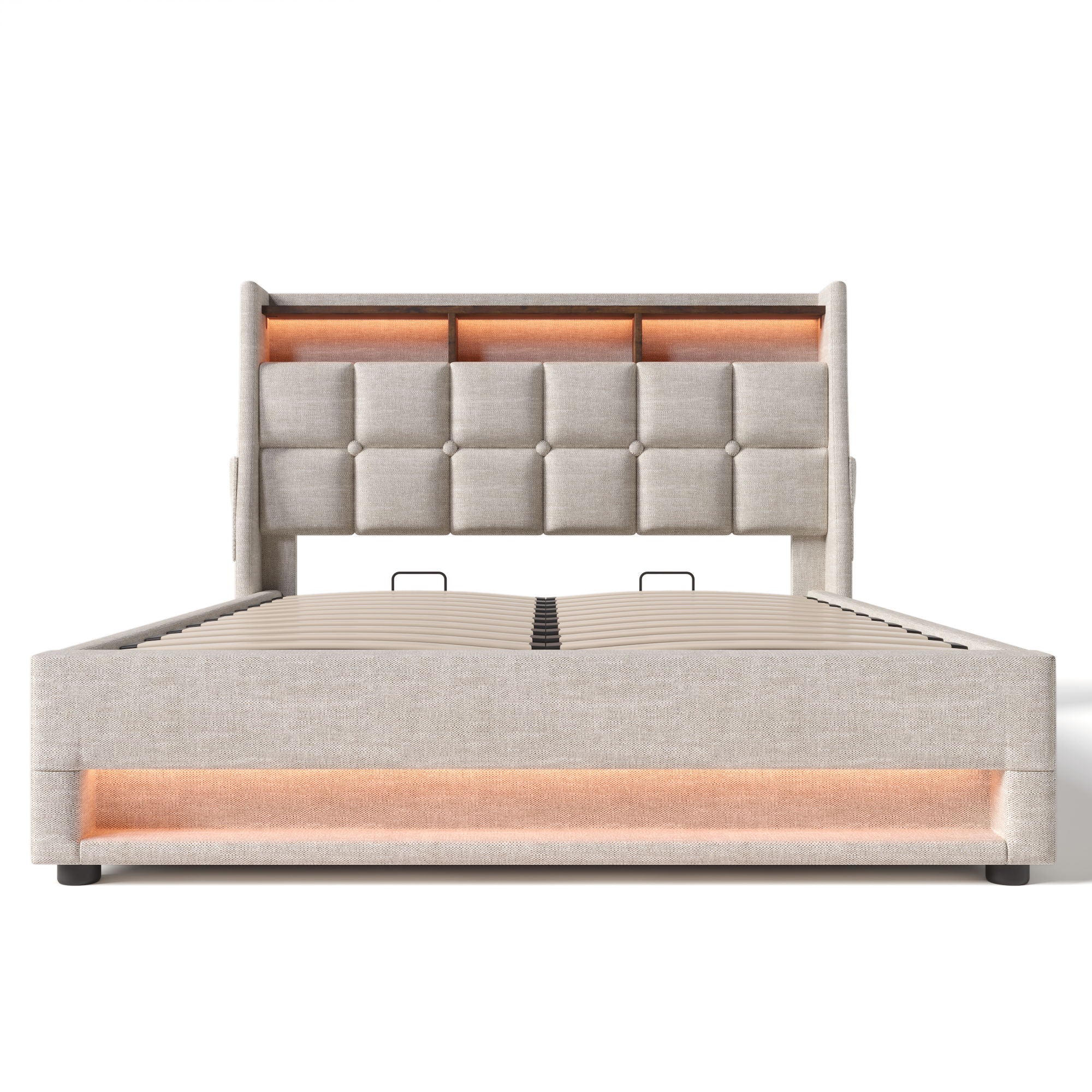 Upholstered Platform Bed With A Hydraulic Storage System, LED And USB Charging (Without Mattress) - Image 9