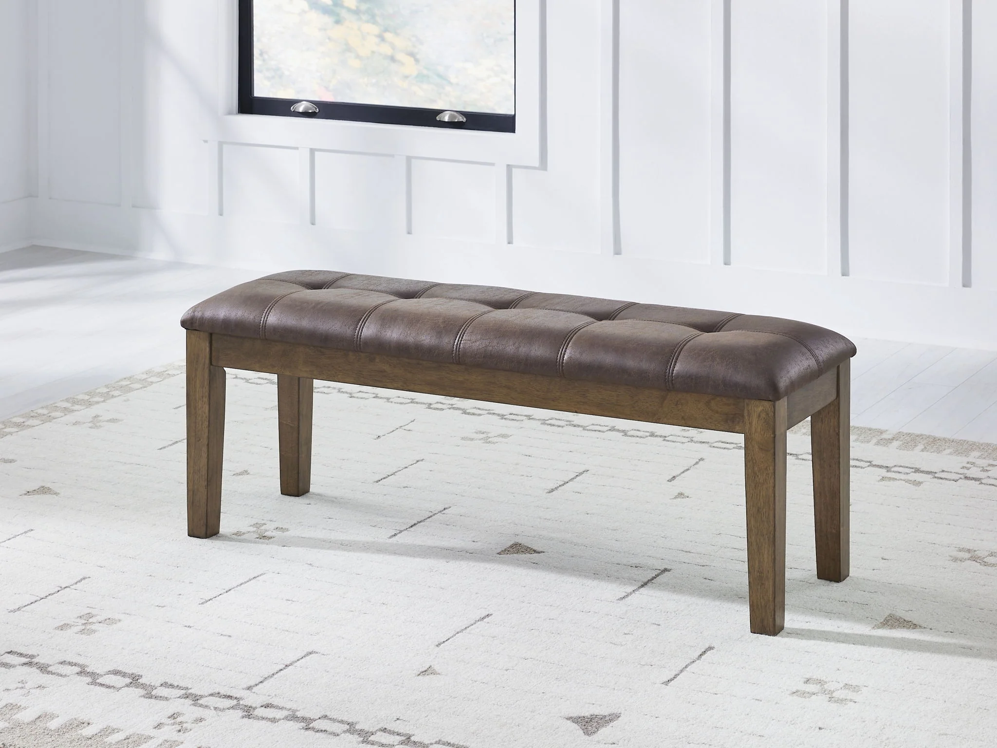 Urbinforte - Large Upholstered Dining Room Bench - Light Brown - Image 5