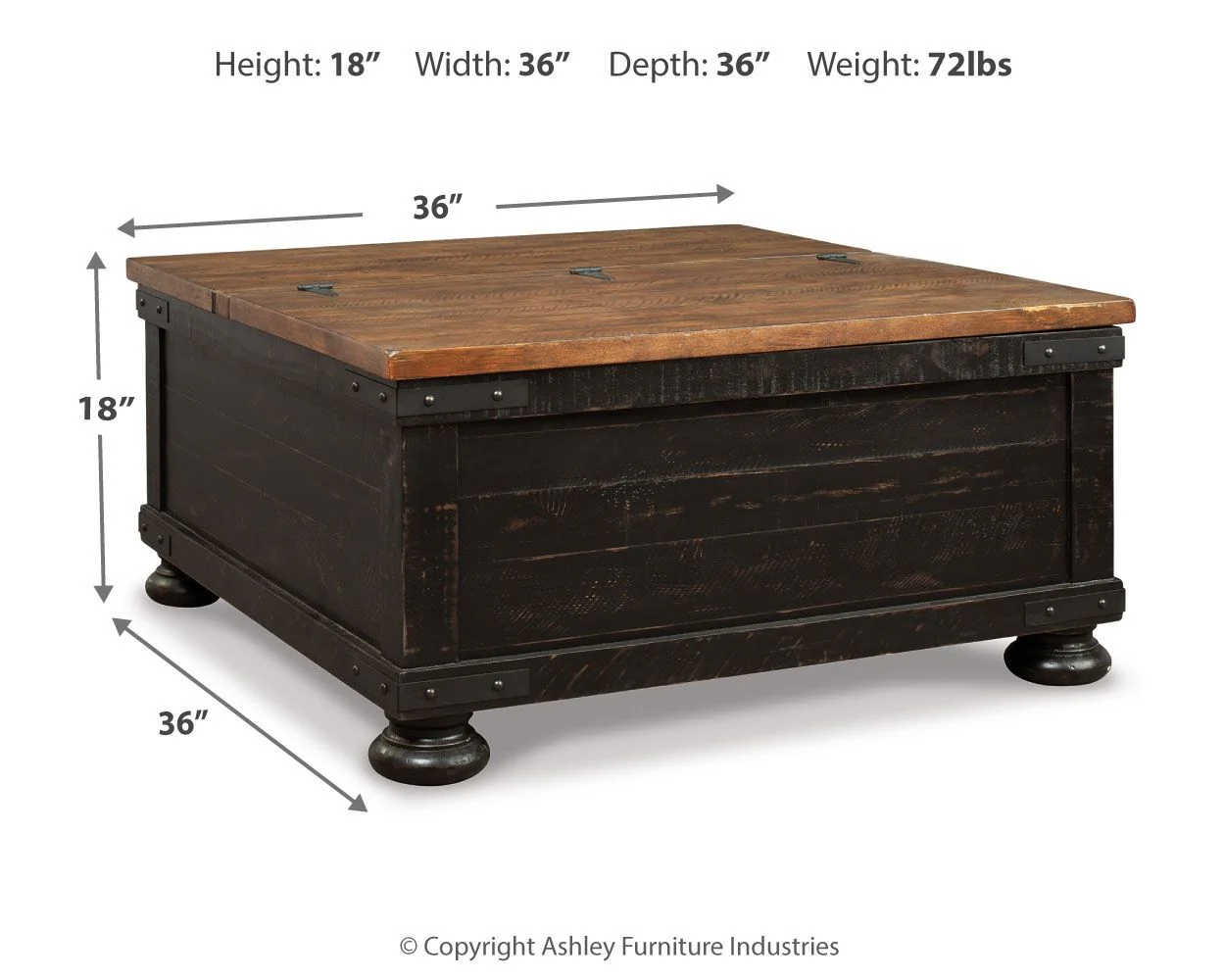 Valebeck - Lift Top Cocktail Table - Black / Brown - Image 6