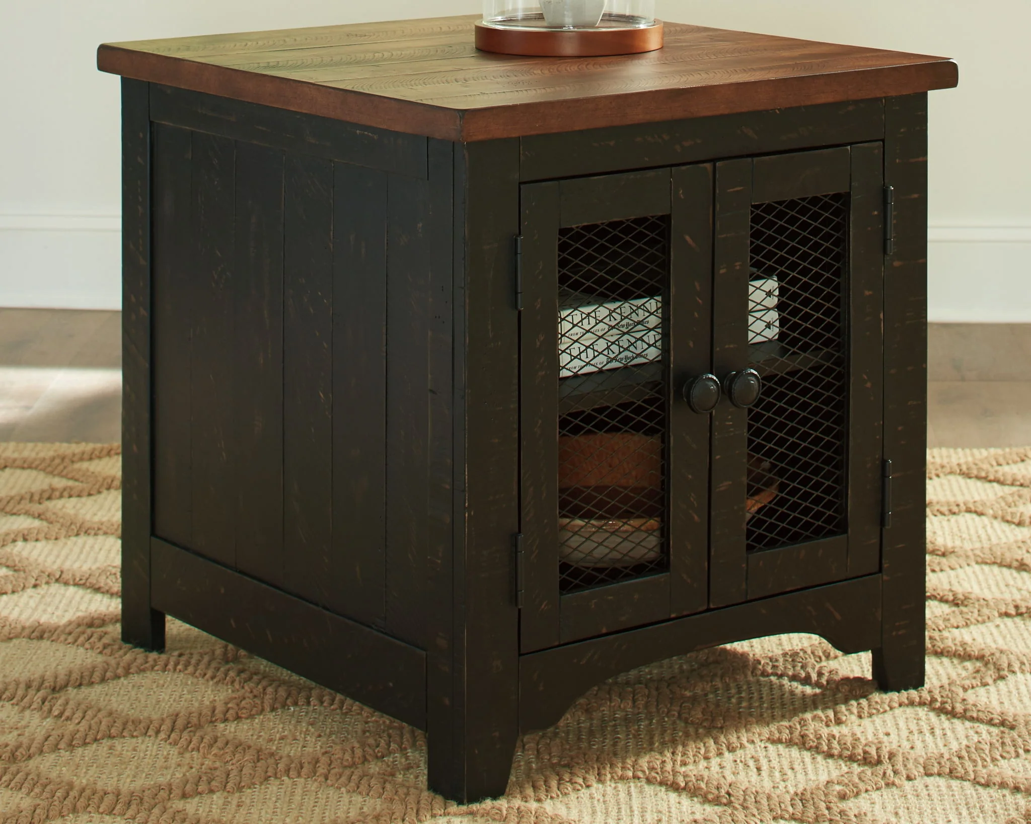 Valebeck - Rectangular End Table - Black / Brown - Image 3