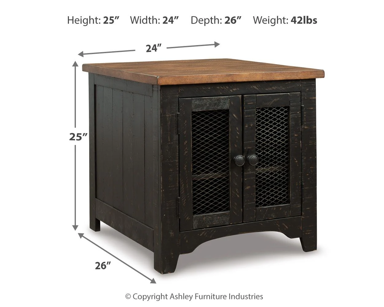 Valebeck - Rectangular End Table - Black / Brown - Image 4