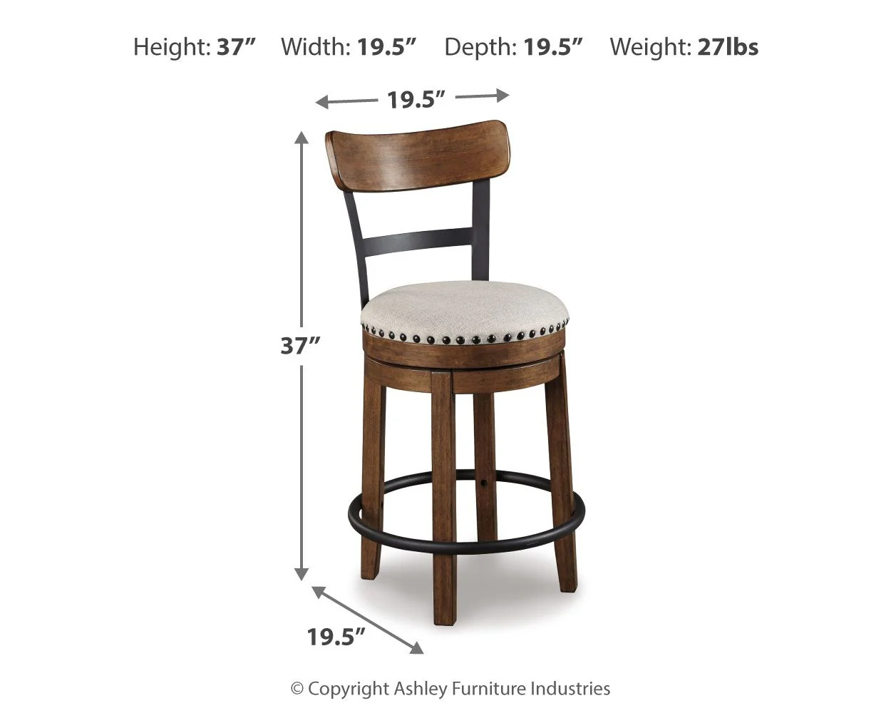 Valebeck - Full Back Swivel Stool - Image 15