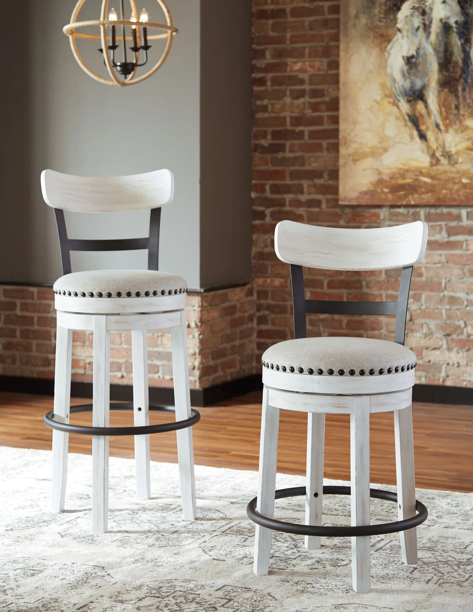 Valebeck - Tall Upholstered Swivel Barstool - Image 15
