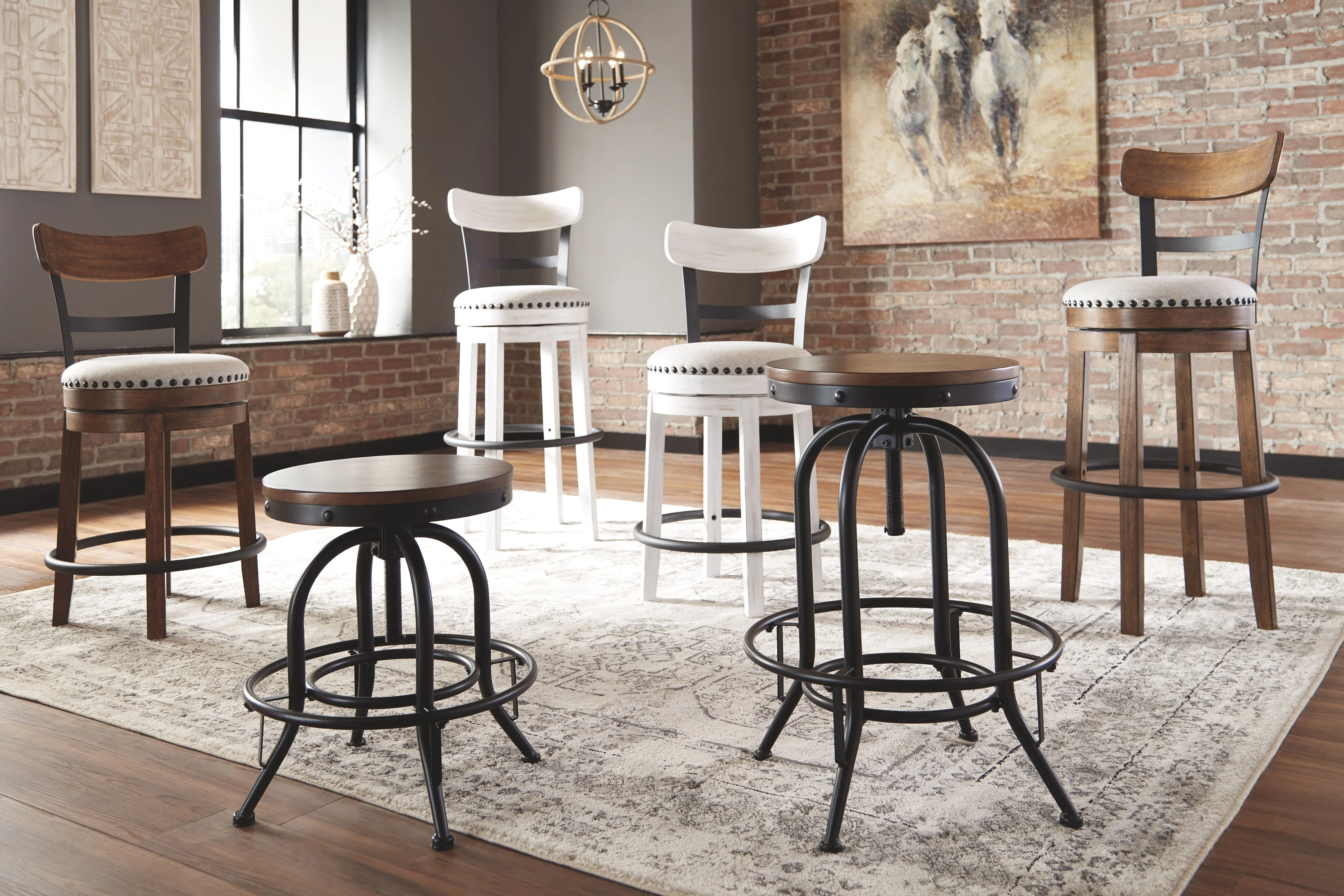 Valebeck - Tall Upholstered Swivel Barstool - Image 4