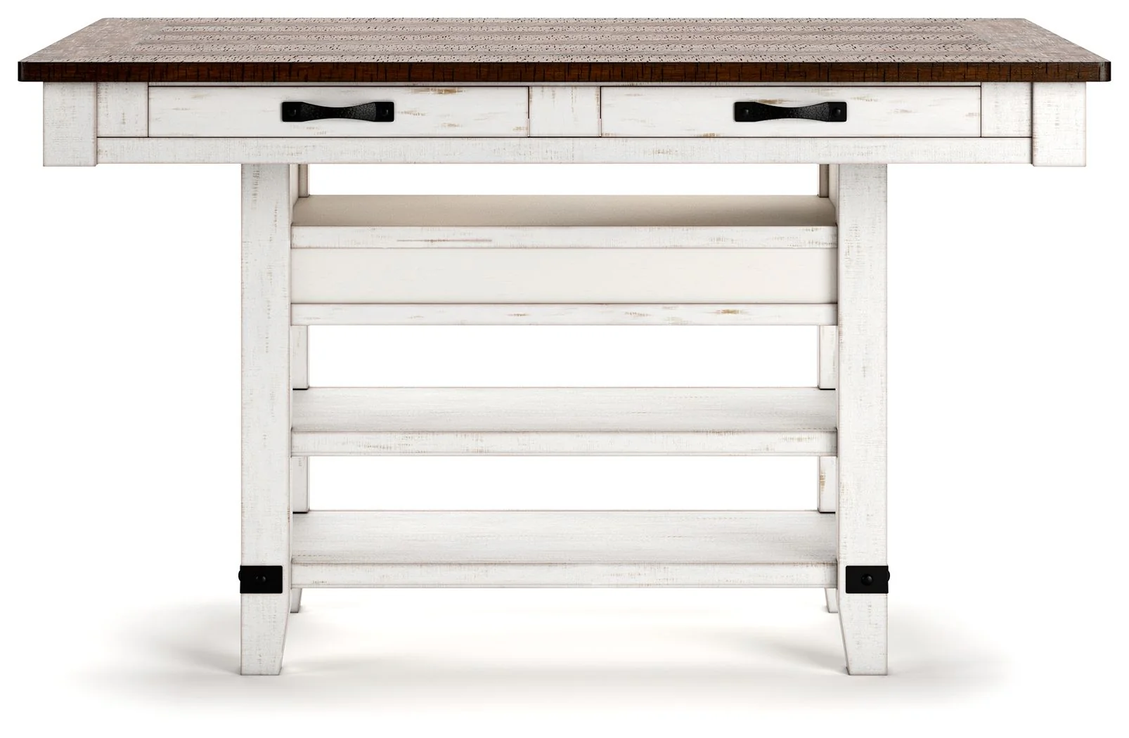 Valebeck - 5 Pc. - Counter Table With Wine Rack, 4 Swivel Stools - White / Brown - Image 7