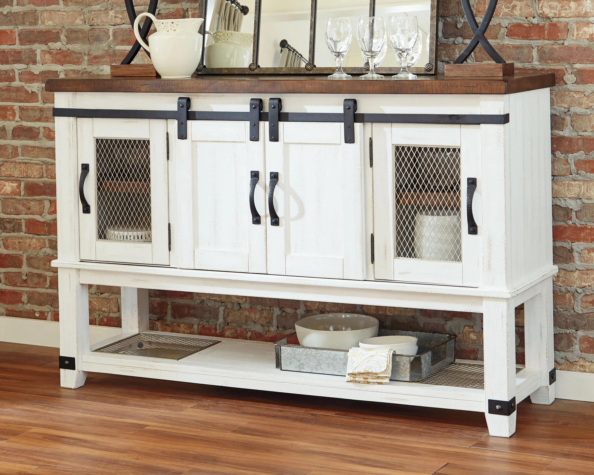 Valebeck - Dining Room Server - White / Brown - Image 3