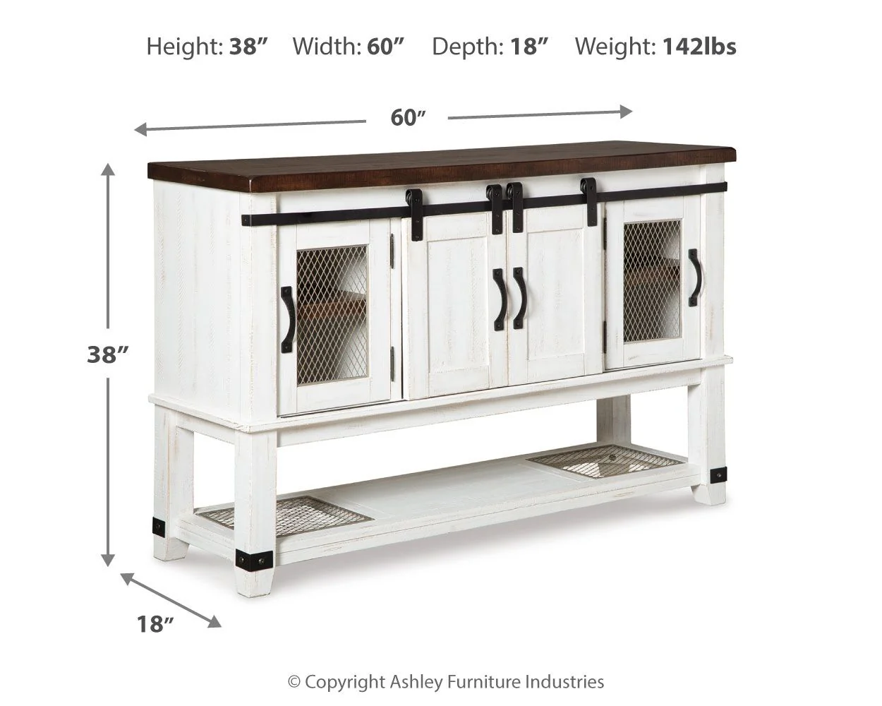 Valebeck - Dining Room Server - White / Brown - Image 8