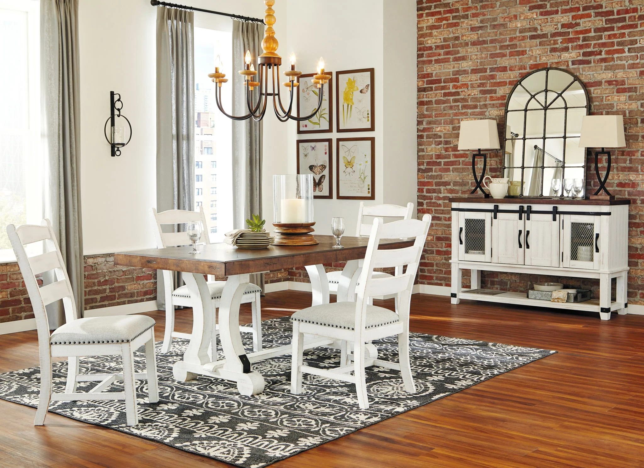 Valebeck - Rectangular Dining Room Table - White / Brown - Image 2