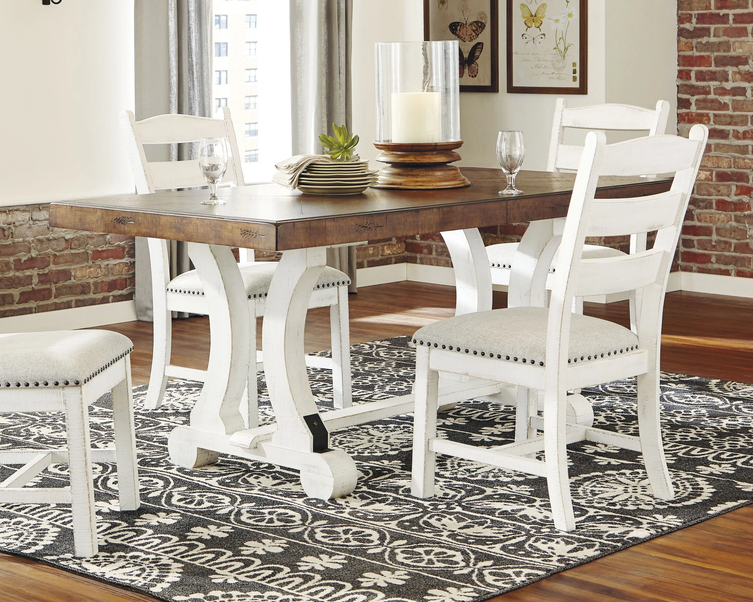 Valebeck - Rectangular Dining Room Table - White / Brown - Image 3
